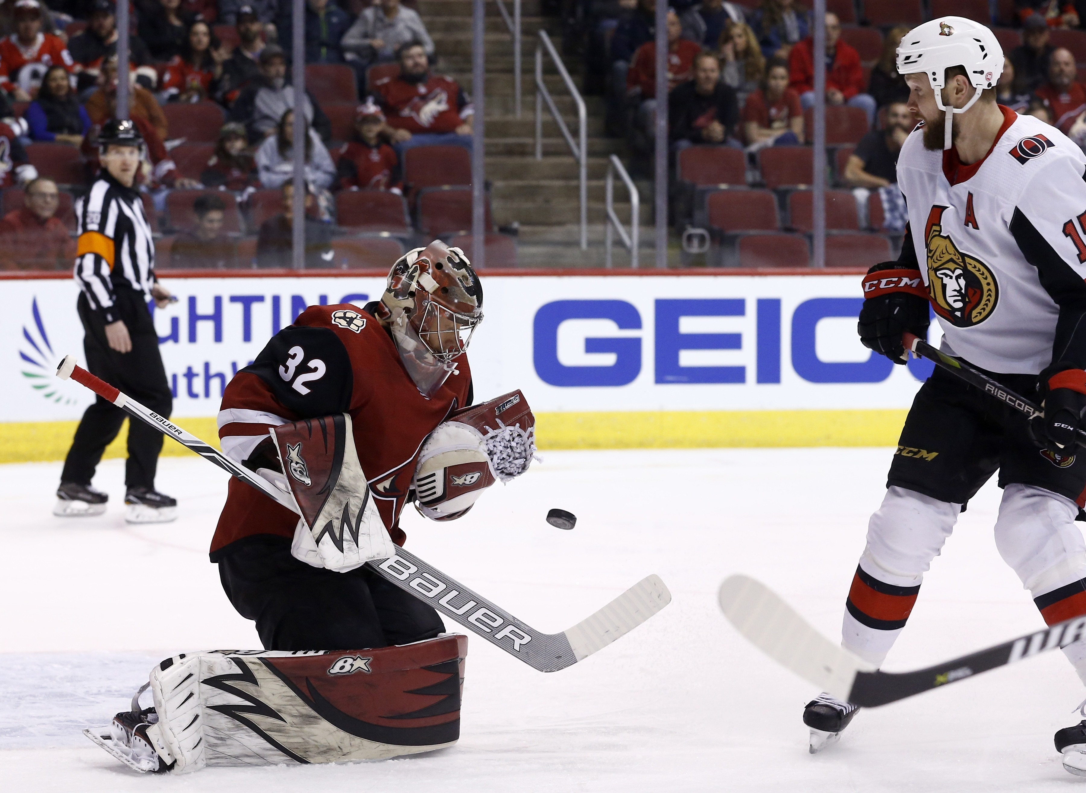 Raanta stops 23 shots, Coyotes rally to beat Senators 2-1