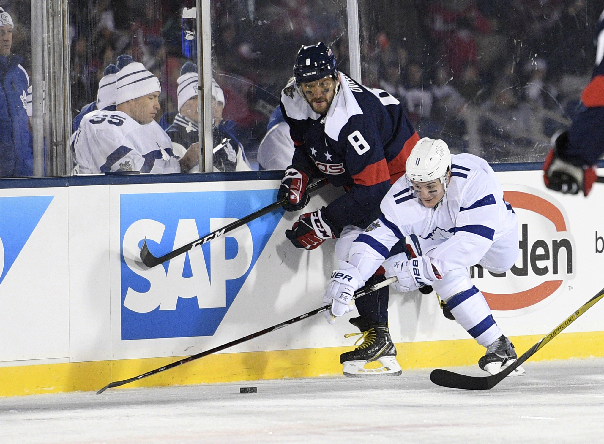 Caps light up Leafs, lights go out for outdoor game at Navy