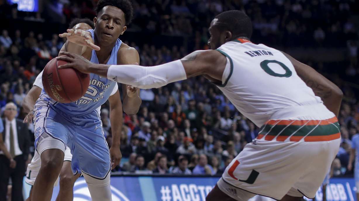 North Carolina beats Miami 82-65 and gets Duke next at ACC