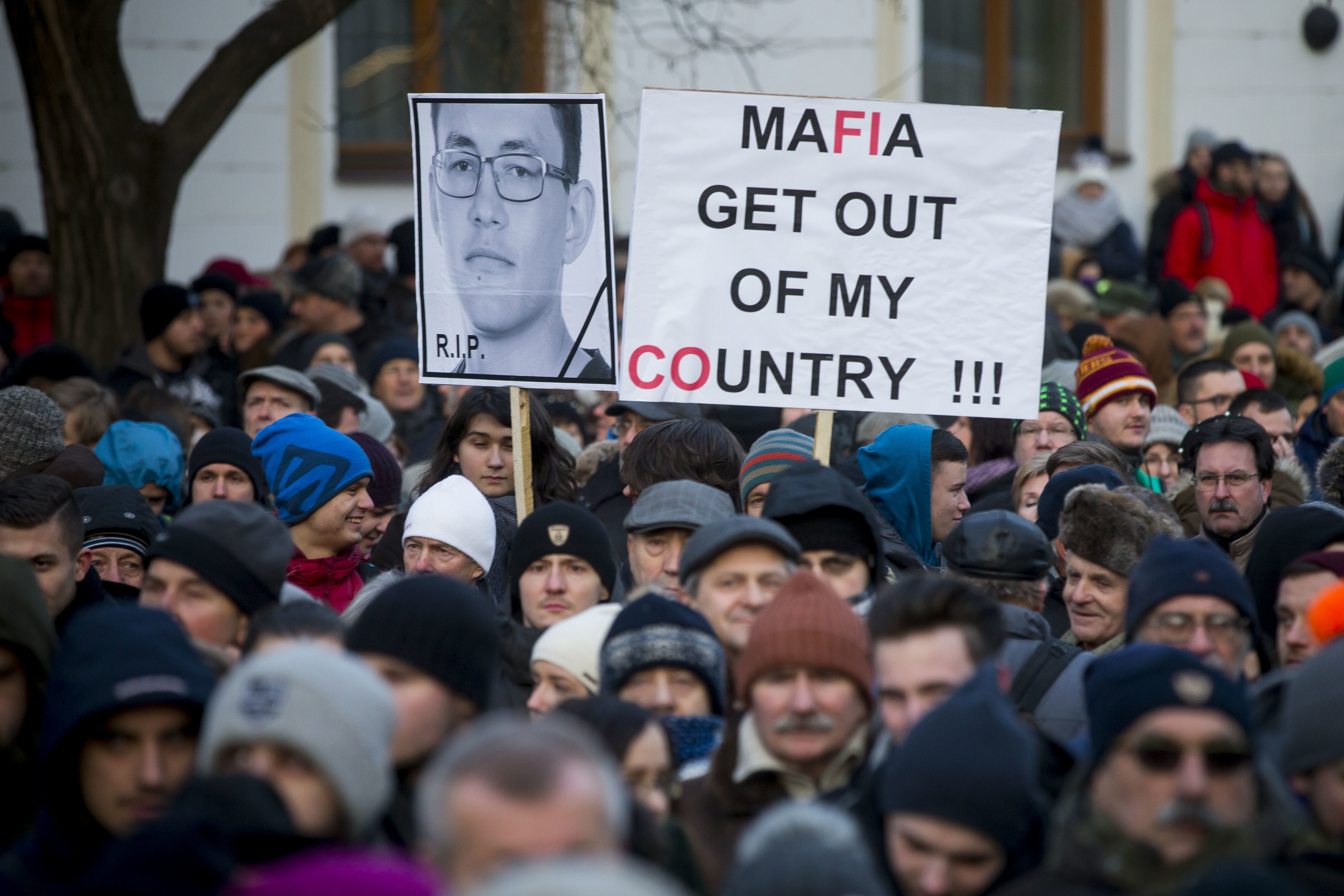 Tens of thousands protest in Slovakia at journalist's death