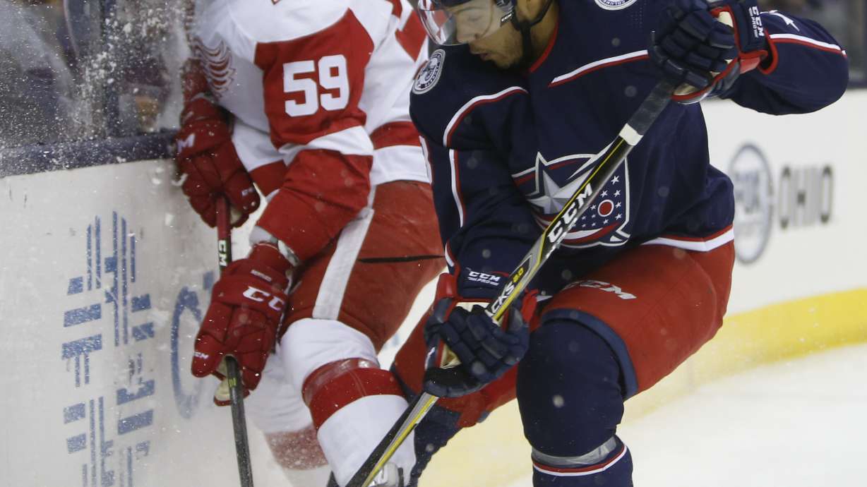 Jones scores twice, surging Blue Jackets beat Red Wings 3-2