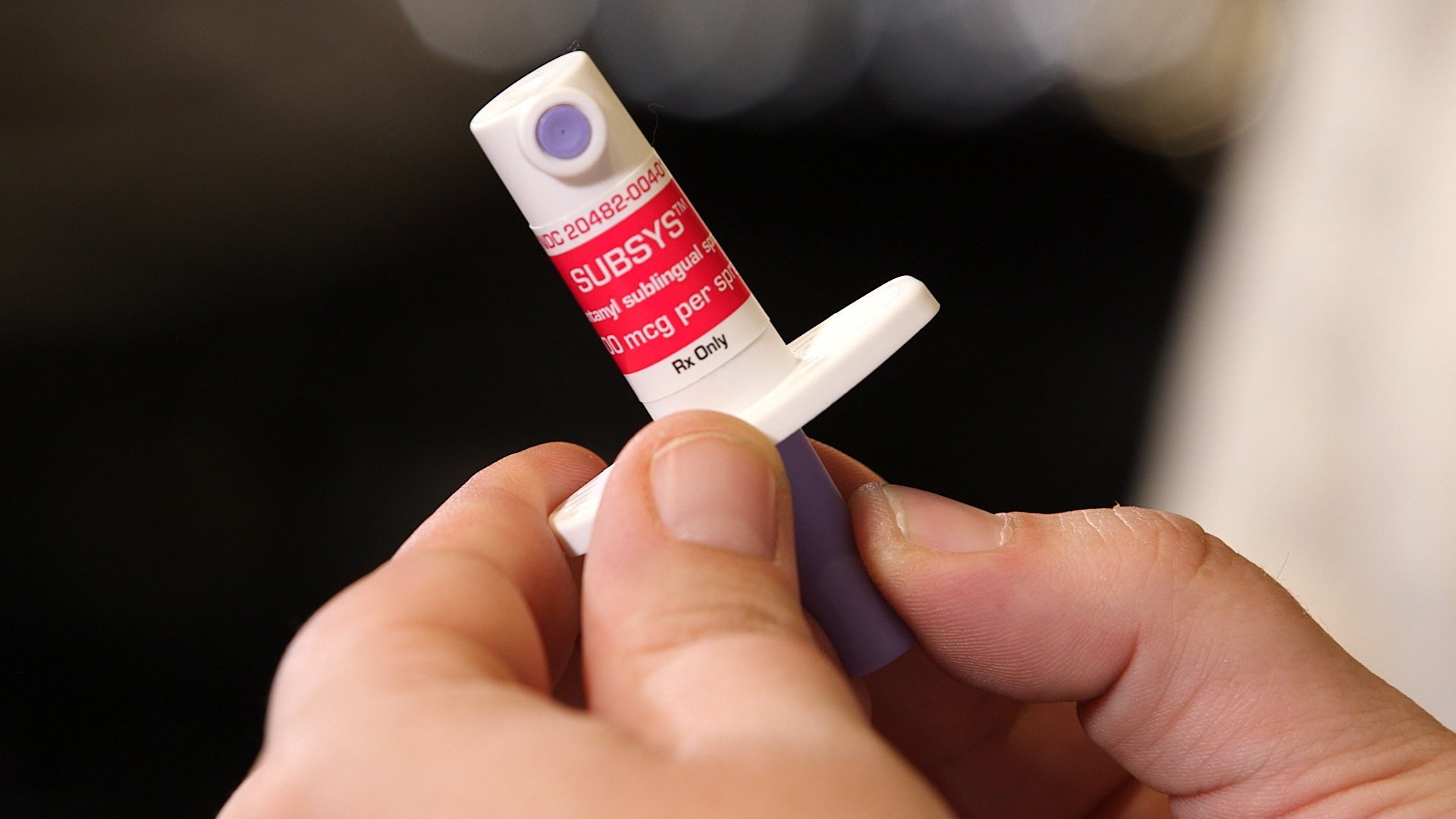 Angela Cantone holds an opioid called Subsys that her doctor prescribed to treat her pain from Crohn's disease. Photo: CNN