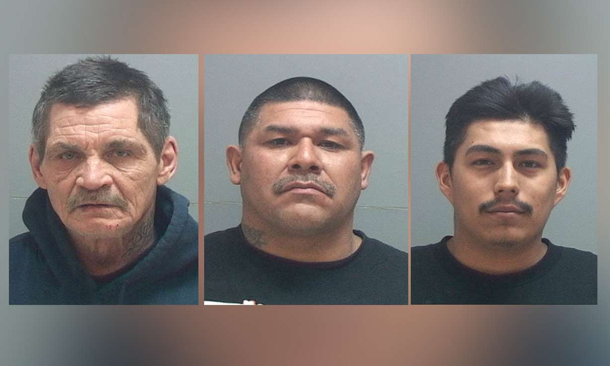 Jack Ables, left, Gilbert Garcia, center, and Mitchell De Cora, right, were each arrested and booked into Salt Lake County Jail on suspicion of aggravated kidnapping, aggravated assault, aggravated robbery and theft.