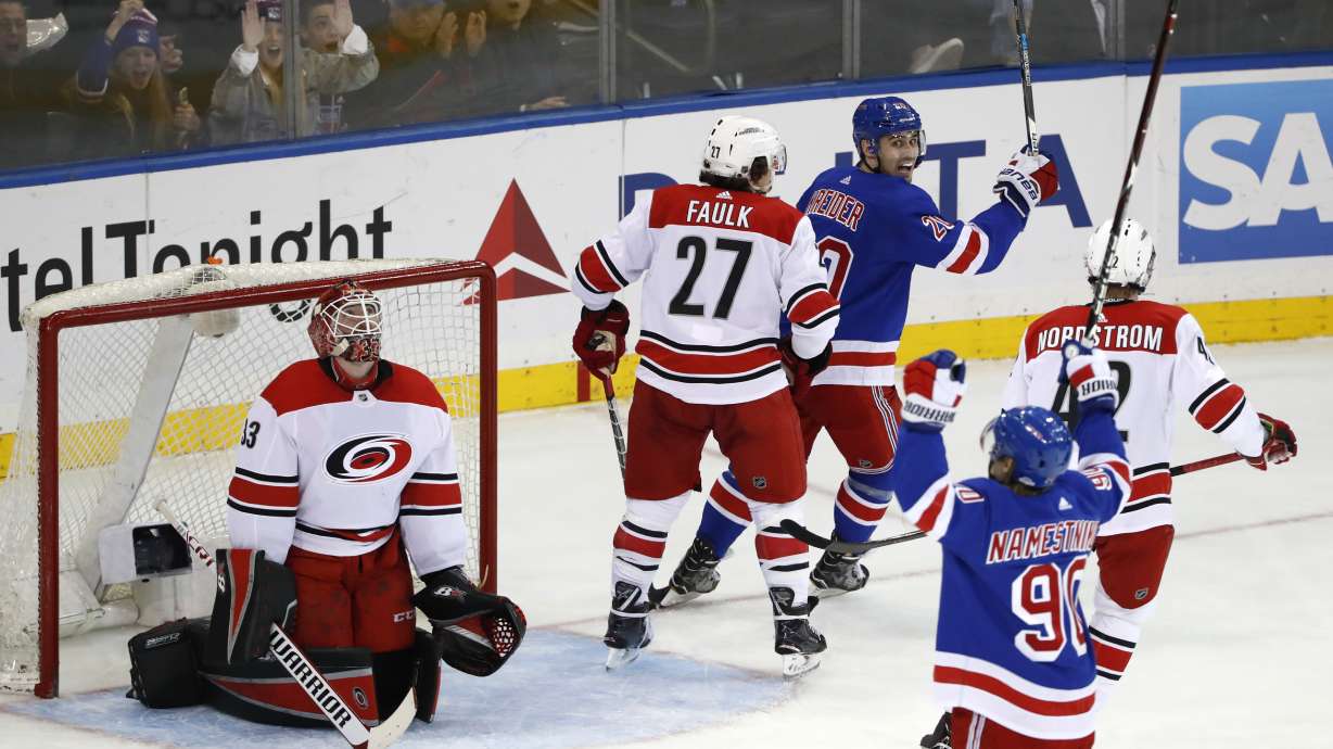 Vesey, Zuccarello lead Rangers to 6-3 win over Hurricanes