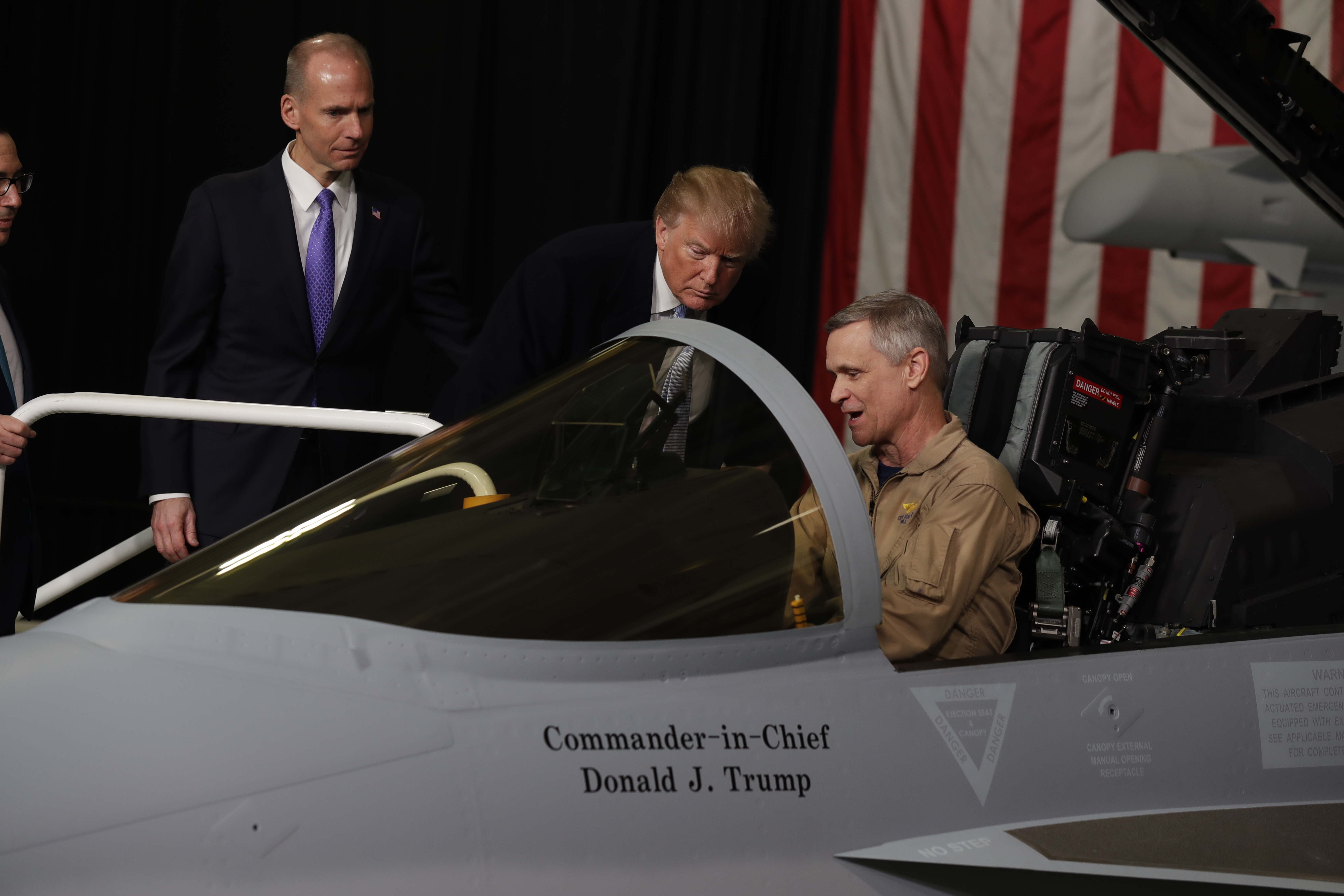 The Latest: Trump checks out fighter jets at Boeing plant