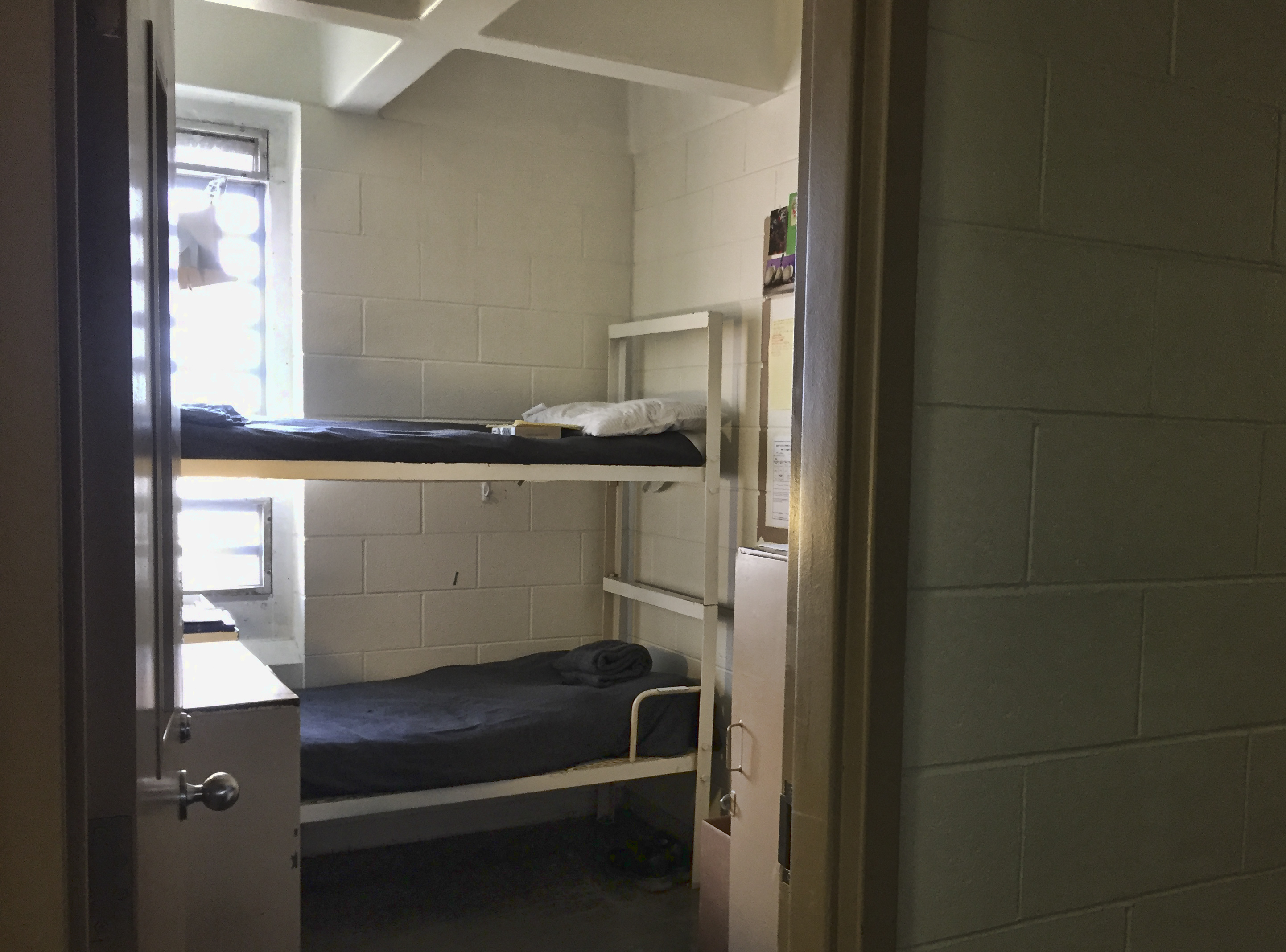 This Jan. 30, 2018 photo shows a cell in the Idaho State Correctional Institution's housing unit 11, is where inmate Glenn Cox was beaten, stabbed and strangled on Sept. 22, 2017, in Kuna Idaho. No charges have been filed in connection with Cox's death, but investigators say there were only two people in the cell at the time and law enforcement officials say Cox's roommate, triple murderer James Junior Nice, is the only suspect (AP Photo/Rebecca Boone)