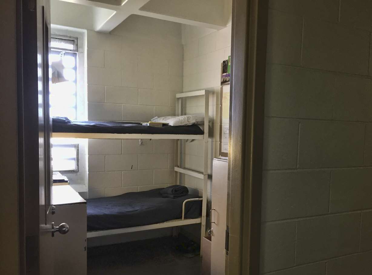 This Jan. 30, 2018 photo shows a cell in the Idaho State Correctional Institution's housing unit 11, is where inmate Glenn Cox was beaten, stabbed and strangled on Sept. 22, 2017, in Kuna Idaho. No charges have been filed in connection with Cox's death, but investigators say there were only two people in the cell at the time and law enforcement officials say Cox's roommate, triple murderer James Junior Nice, is the only suspect (AP Photo/Rebecca Boone)