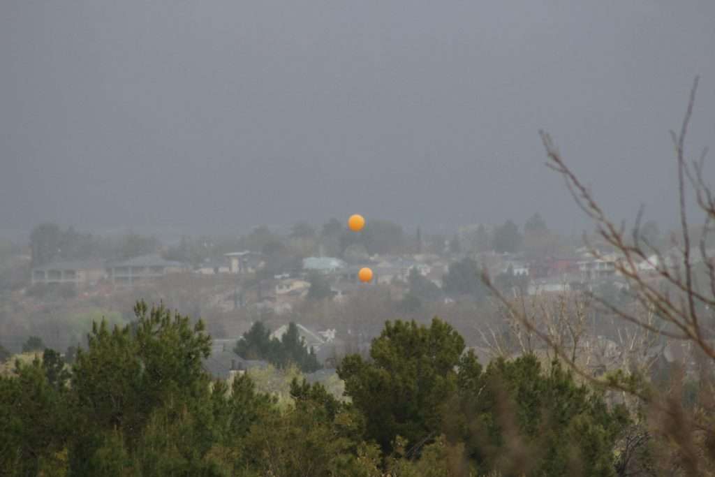 Orange weather balloons mark the location for a planned cell phone tower just north of the Sunbrook Golf Club, St. George, Utah, March 15, 2018. (Photo: Spencer Ricks, St. George News)