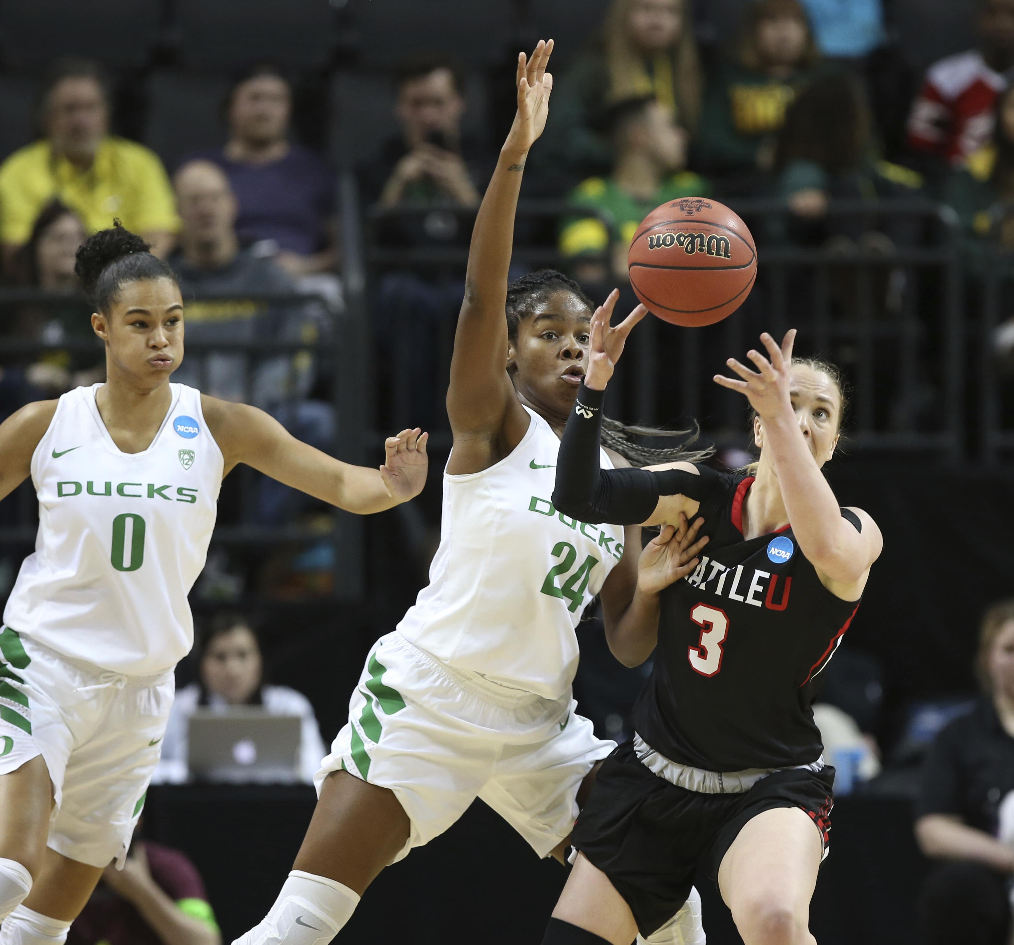 Ionescu has a triple-double as Oregon beats Seattle 88-45