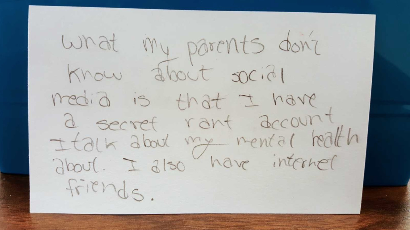 A screenshot taken from Skipper Coates' viral post on March 8, 2018, shows a student's confession about social media. (Photo: Ashley Imlay)