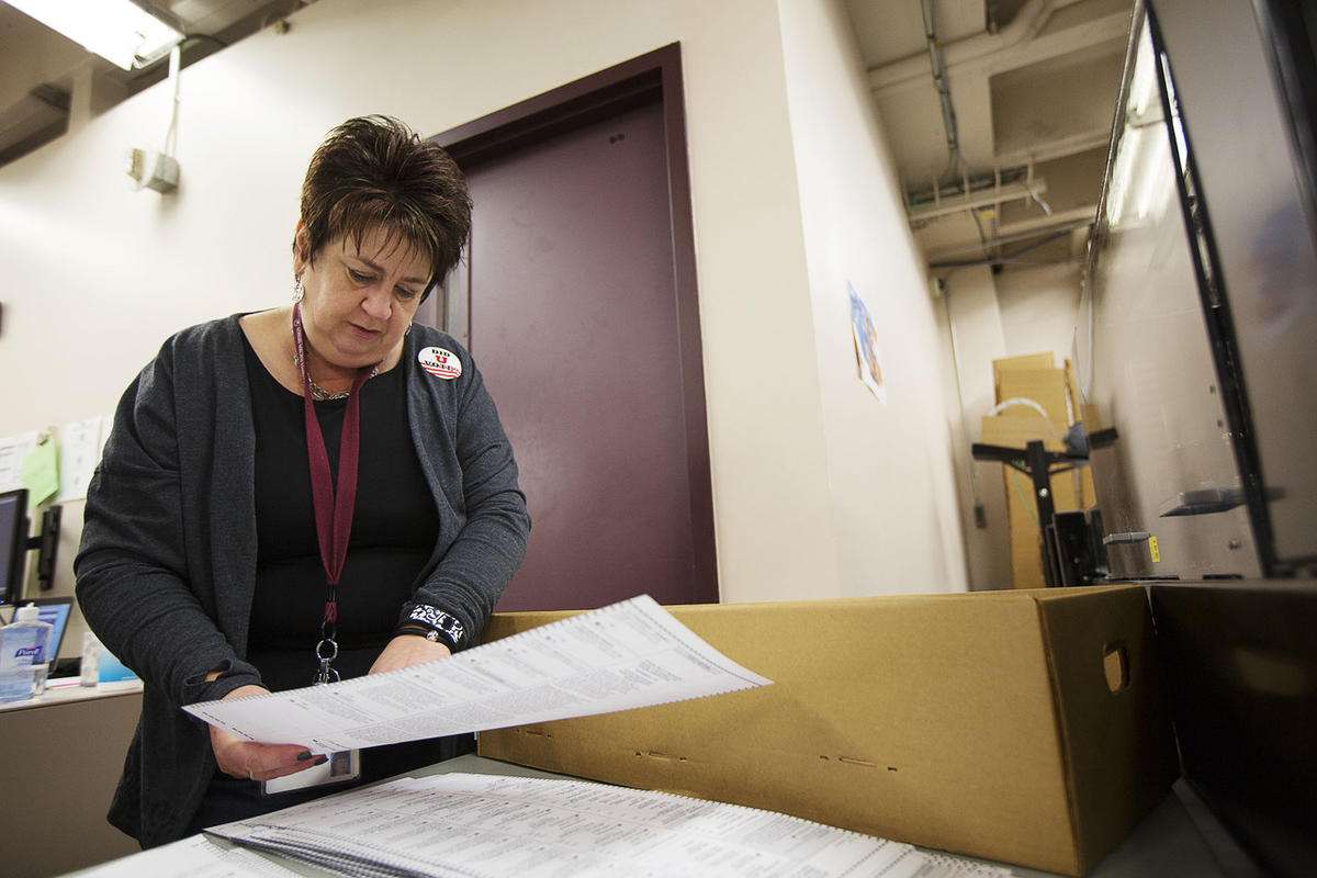 Salt Lake County Elections Director Rozan Mitchell inspects the write-in section on various ballots at the Salt Lake County Government Center in Salt Lake City, Friday, Oct. 21, 2016. Mitchell has filed to run against her boss, Salt Lake County Clerk Sherrie Swensen. (Photo: Hans Koepsell, KSL)