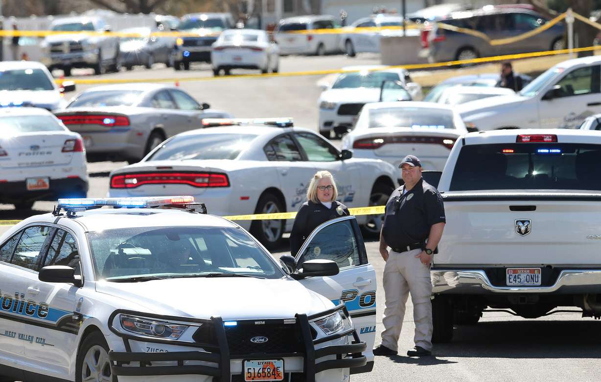 Police investigate an officer-involved shooting in West Valley City on Tuesday, March 20, 2018. A Granite School District police officer shot a driver who the officer said tried to run over him. (Photo: Jeffrey D. Allred, KSL)