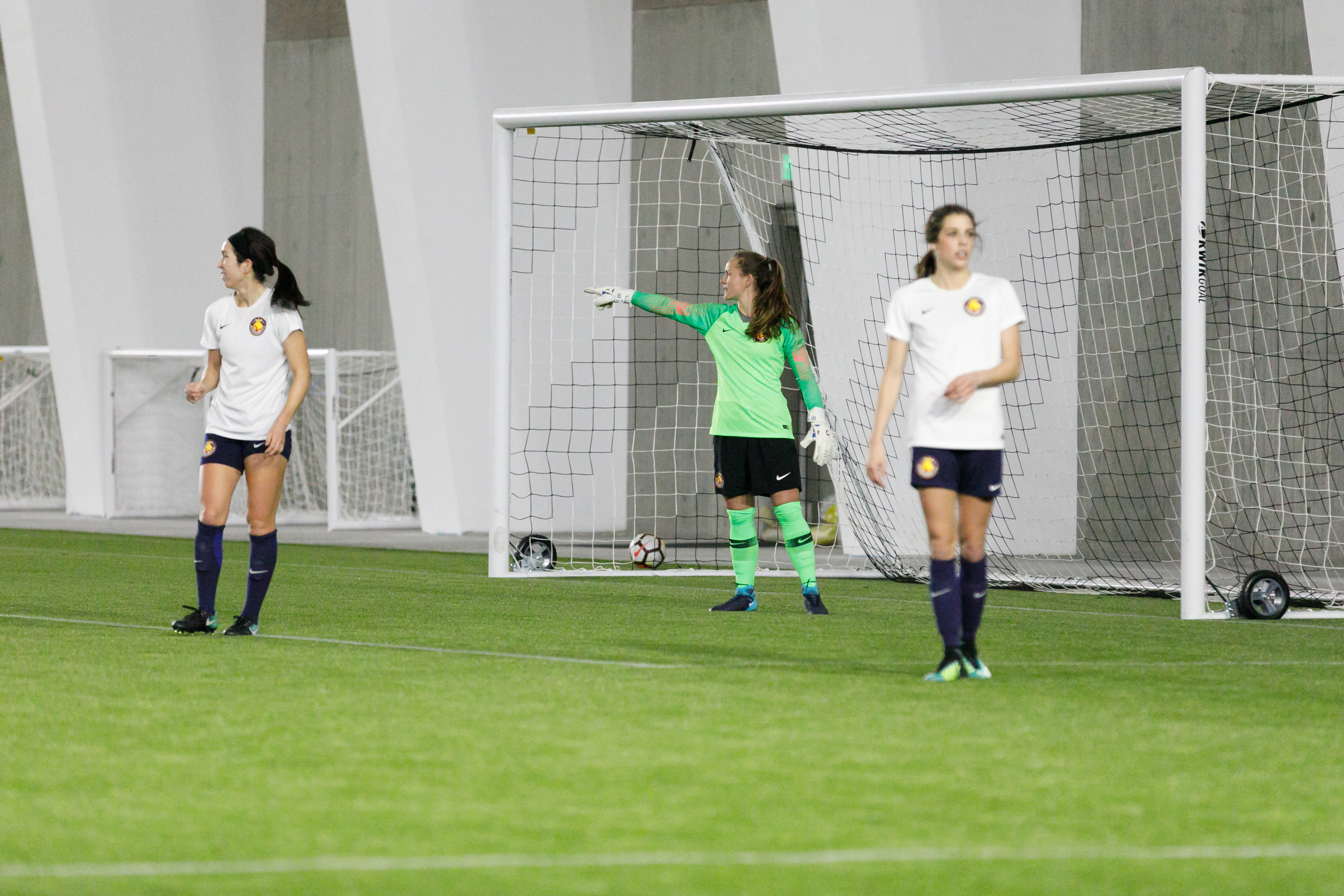Utah Royals FC EJ Proctor and defender Taylor Campbell Isom during a scrimmage against the BYU women's soccer team at Zions Bank Real Academy on Saturday, March 3, 2018. (Photo: Allison Niccum via Deseret News)