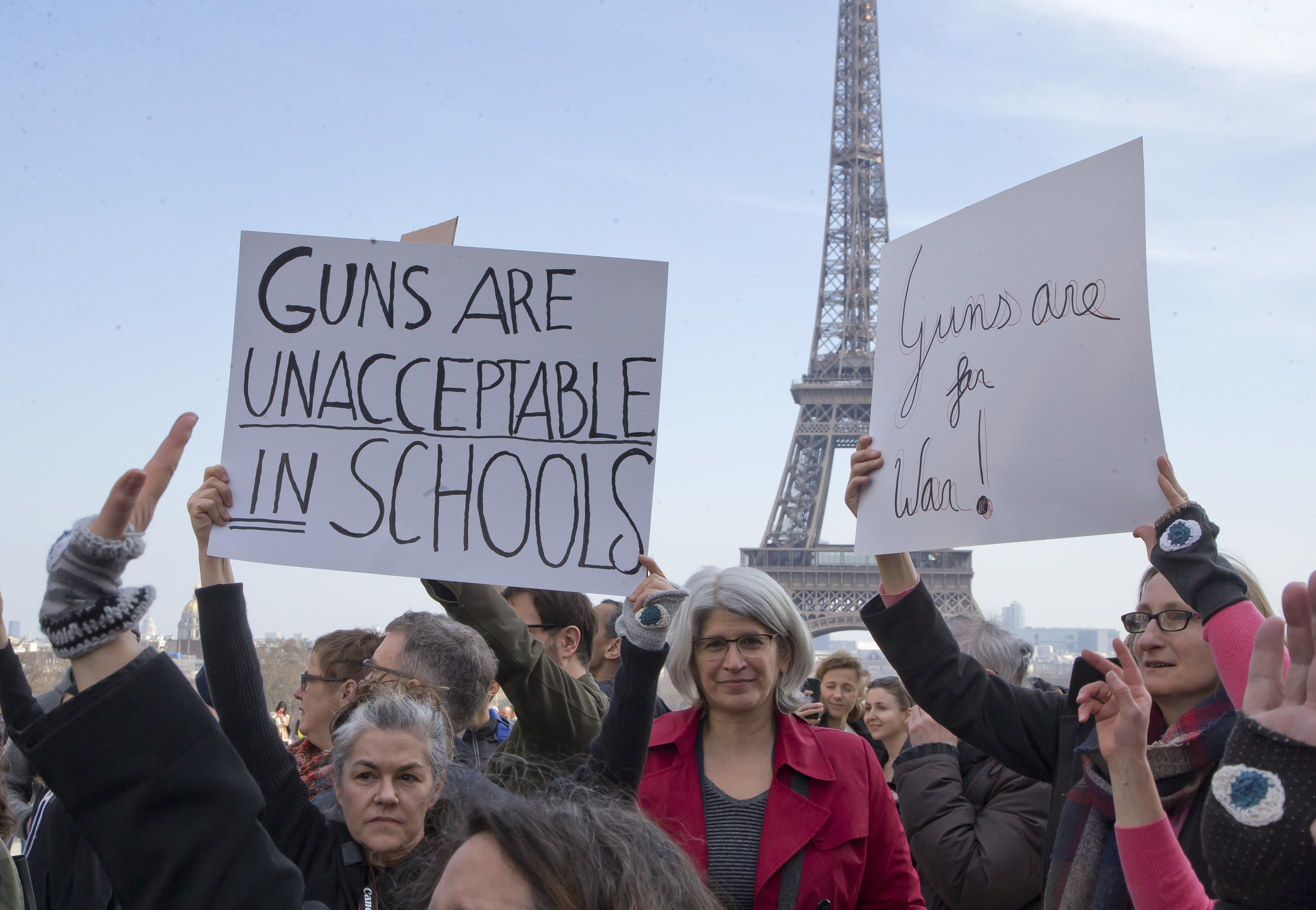 Eiffel Tower protest: Marchers back more US gun control