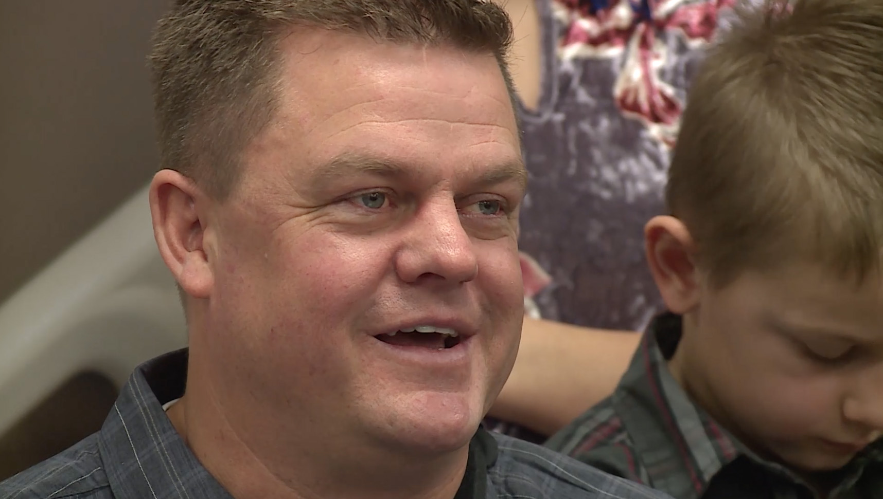 Sgt. Cade Brenchley speaks with members of the media at Logan Regional Hospital on Tuesday, March 27, 2018. Brenchley was injured after being hit by a car Sunday afternoon. (Photo: Mike Anderson, KSL TV)