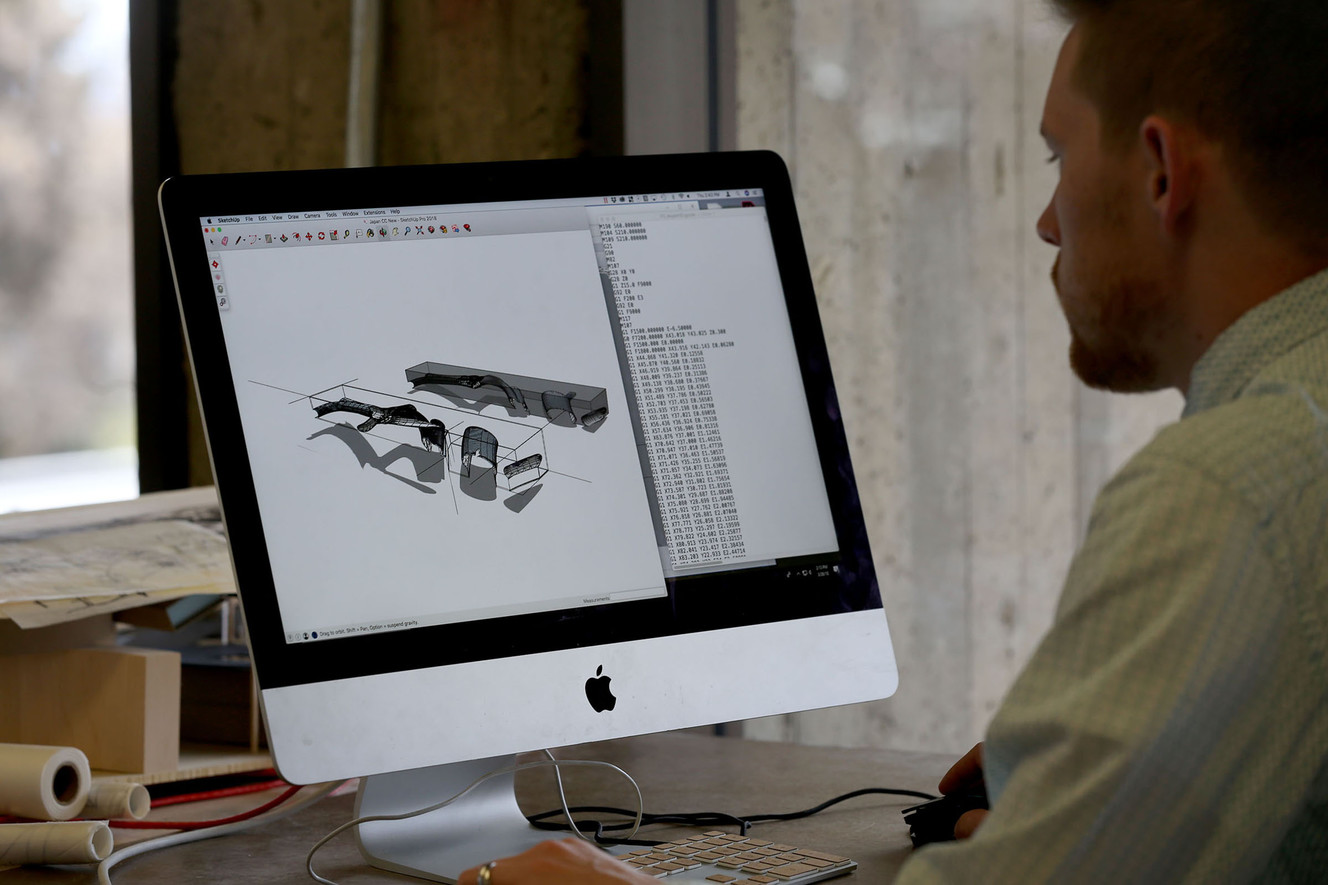 University of Utah graduate student Nick Hammer writes code that will drive a Computer Numerical Control machine in the Digital Fabrication Lab at the College of Architecture + Planning in Salt Lake City on Thursday, March 29, 2018. (Photo: Laura Seitz, KSL)