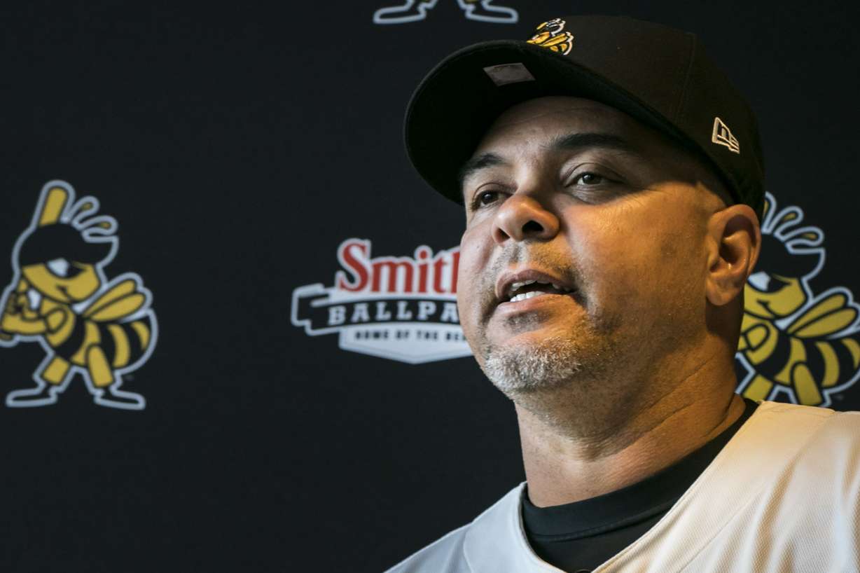 Salt Lake Bees manager Keith Johnson speaks to members of the media during media day on Monday, April 2, 2018. (Photo: Carter Williams, KSL.com)