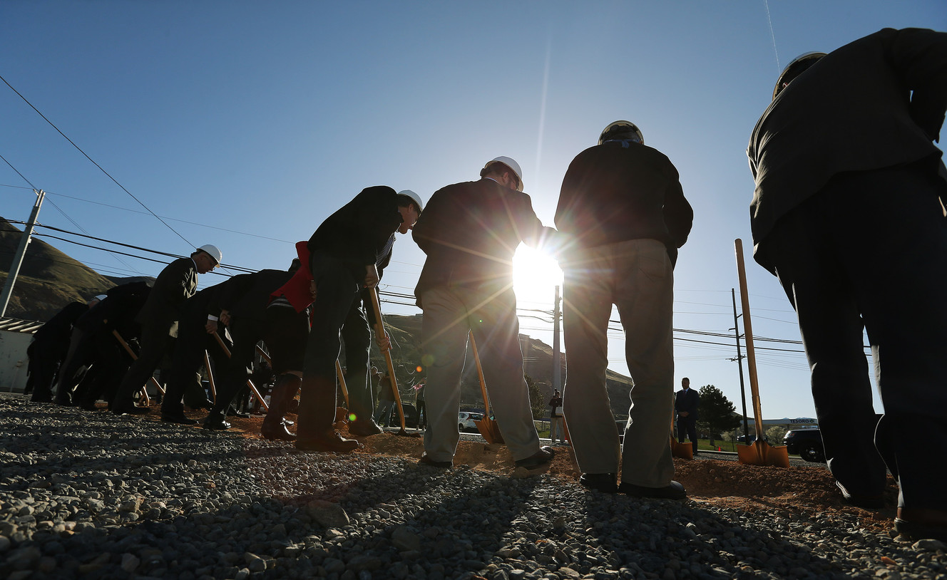 Officials break ground on a new Tier 3 gasoline project at the Andeavor Salt Lake City Refinery on Tuesday, April 3, 2018. The project will provide Utah drivers cleaner, lower-sulfur gasoline necessary to improve air quality. (Photo: Jeffrey D. Allred, KSL)