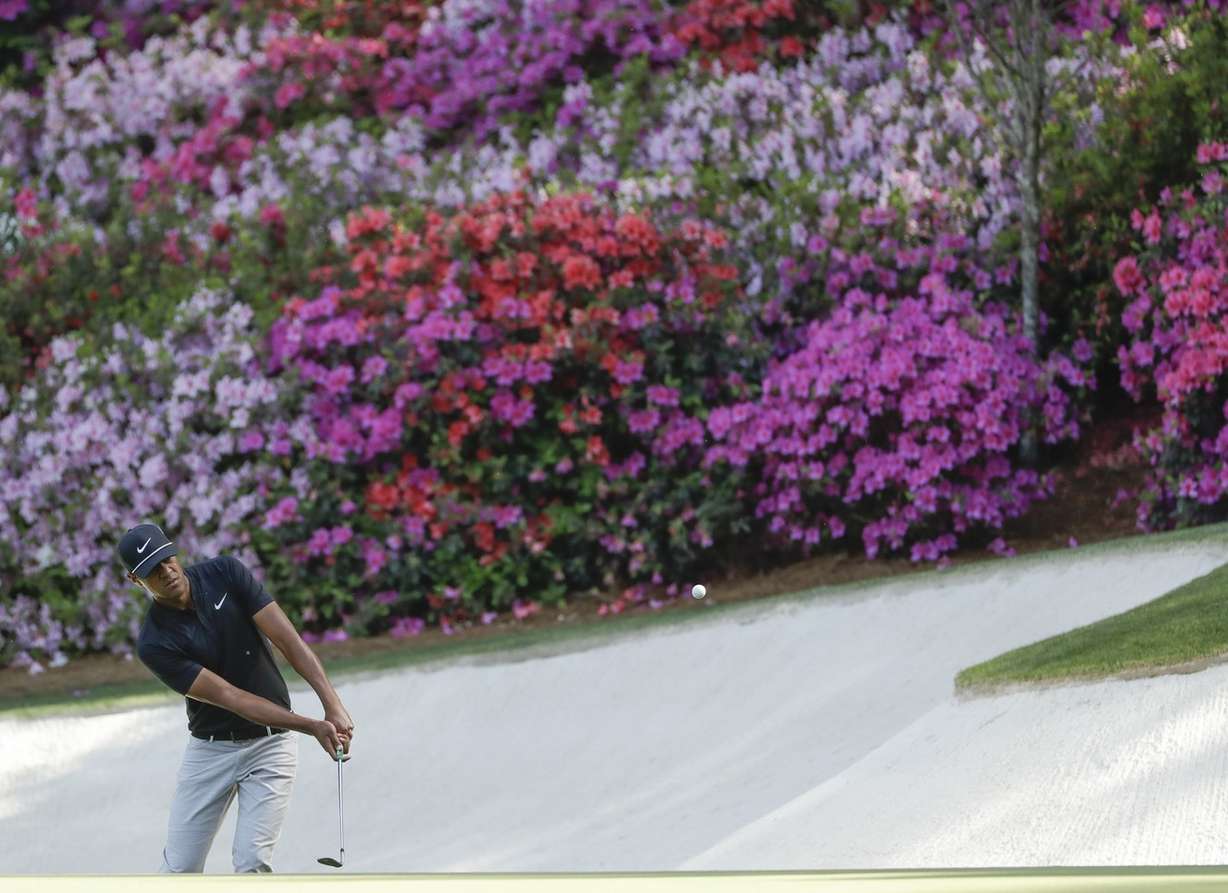 Tony Finau chips to the 13th green during the first round at the Masters golf tournament Thursday, April 5, 2018, in Augusta, Ga. (Photo: Matt Slocum, AP Photo)