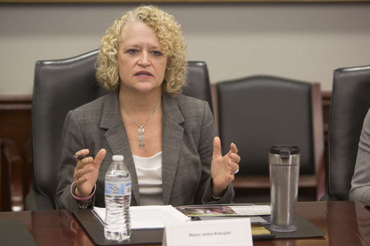 Salt Lake City Mayor Jackie Biskupski speaks during a meeting with the Deseret News and KSL editorial boards in Salt Lake City on Monday, April 9, 2018. (Photo: Jacob Wiegand, KSL)