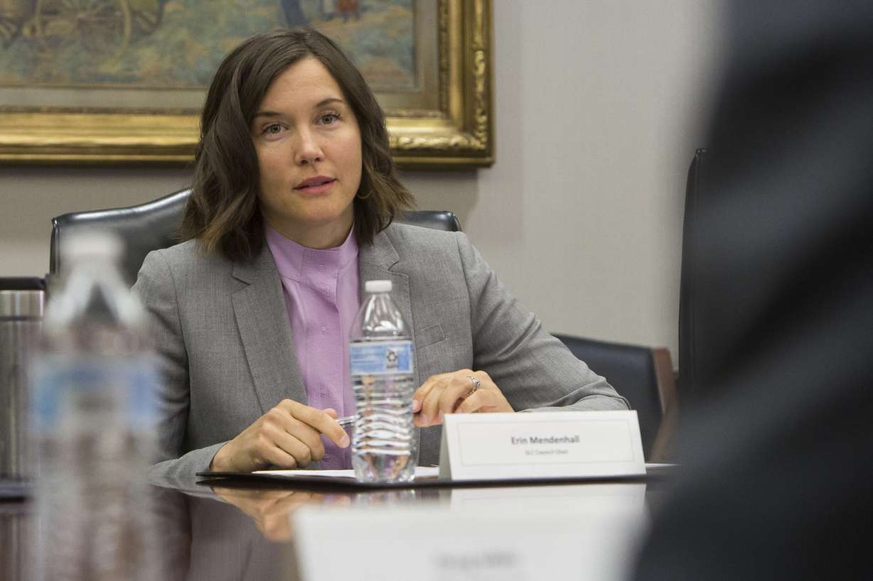 Salt Lake City Council Chairwoman Erin Mendenhall speaks during a meeting with the Deseret News and KSL editorial boards in Salt Lake City on Monday, April 9, 2018. (Photo: Jacob Wiegand, Deseret News)