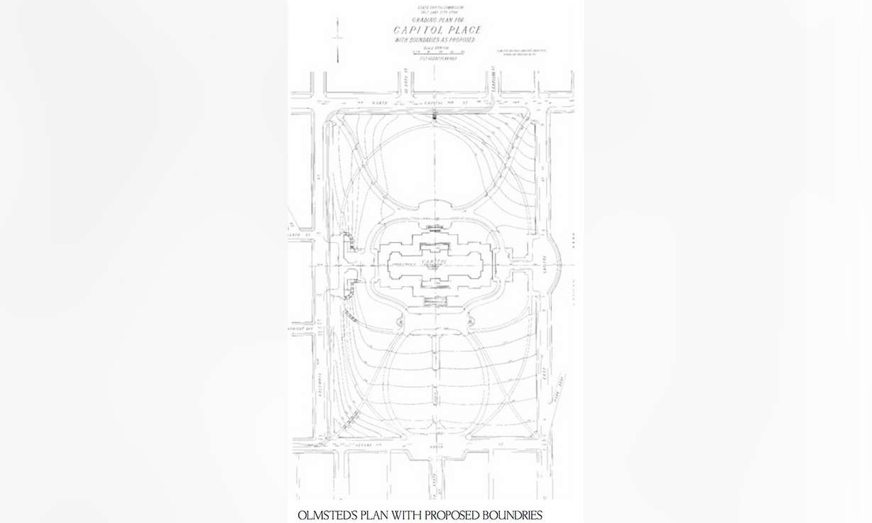 The original design for the Utah Capitol drawn up by Olmsted Brothers. The design included blossom trees and a memorial walkway. (Photo: Utah Capitol)