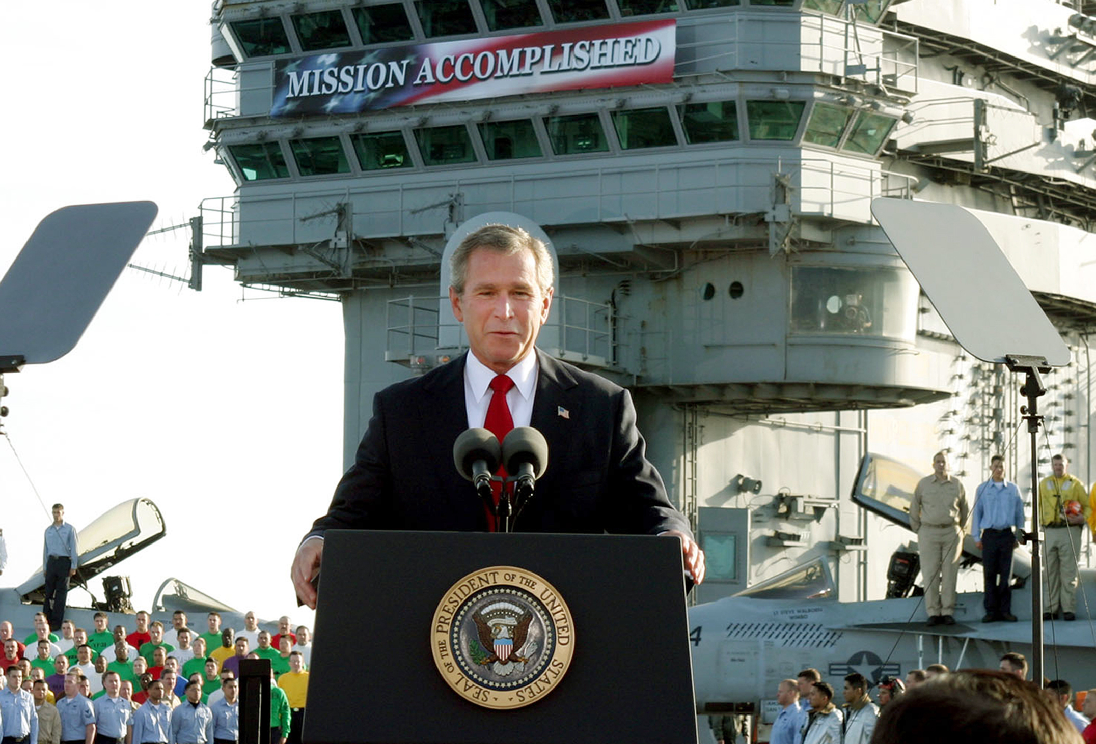 Trump uses phrase that haunted Bush: 'Mission Accomplished!'