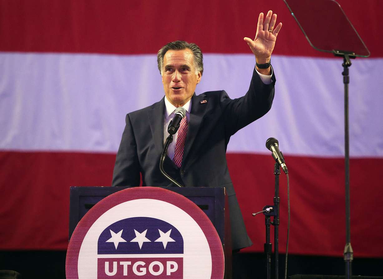 Mitt Romney speaks during the Utah Republican Party state convention at the Maverik Center in West Valley City on Saturday, April 21, 2018. (Photo: Kristin Murphy, KSL)