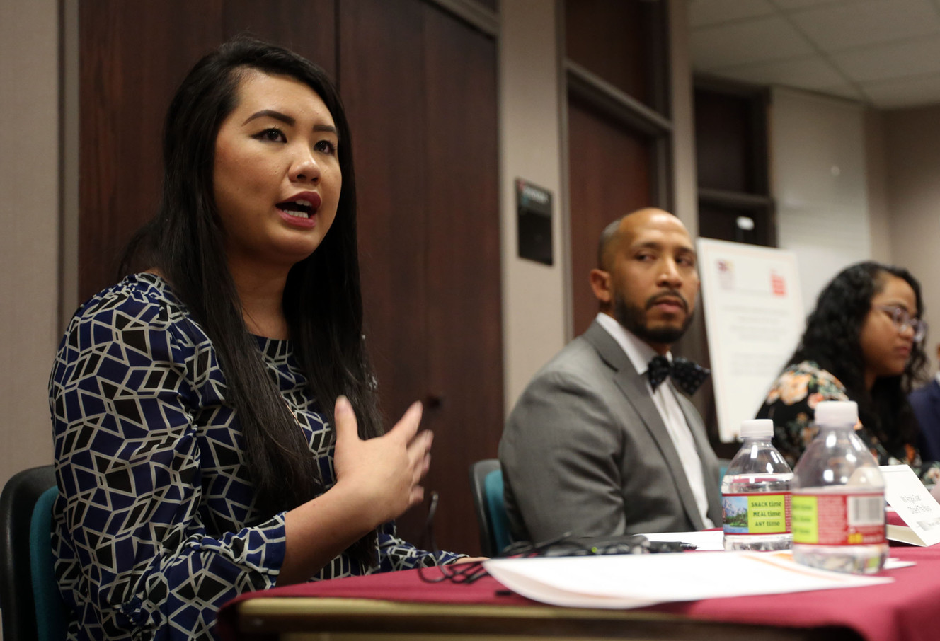 Angela Doan speaks during a Stand Against Racism panel discussion at the Salt Lake County Government Center in Salt Lake City on Friday, April 27, 2018. (Photo: Kristin Murphy, KSL)