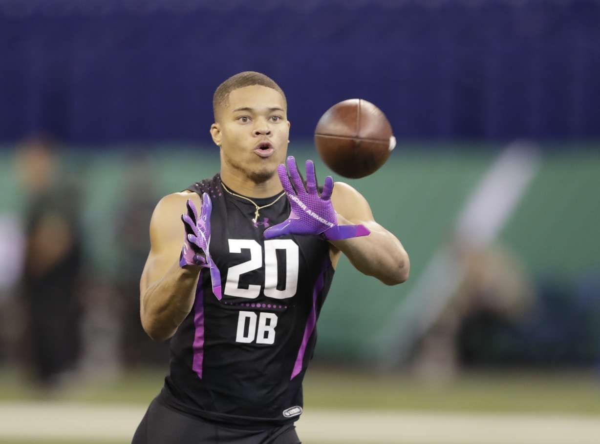 Weber State defensive back Taron Johnson runs a drill during the NFL football scouting combine, Monday, March 5, 2018, in Indianapolis. (Photo: Darron Cummings, AP Photo)