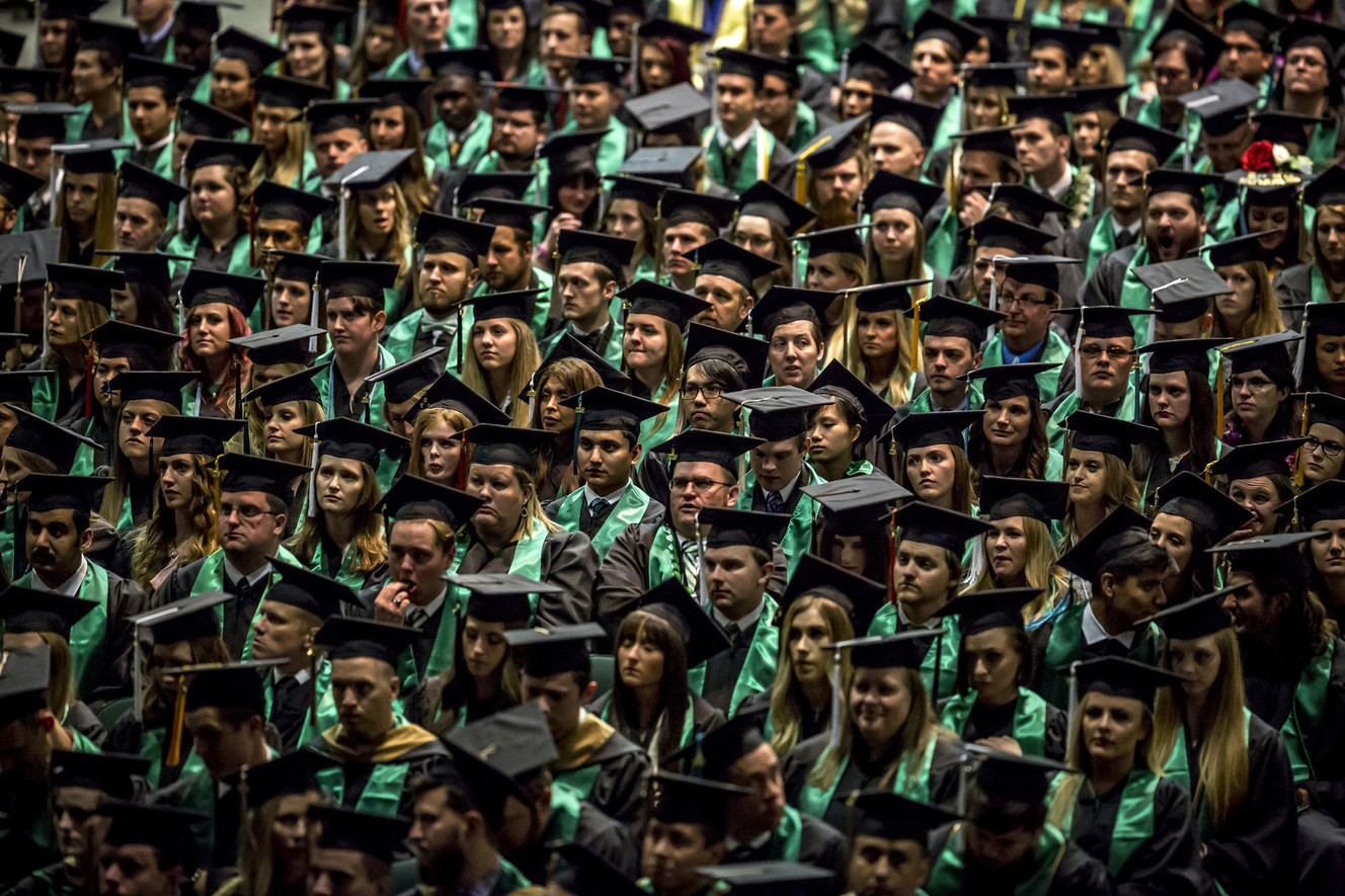 Students gather for the Utah Valley University commencement ceremony on Thursday, May 3, 2018, in Orem. (Photo: Jay Drowns, UVU)