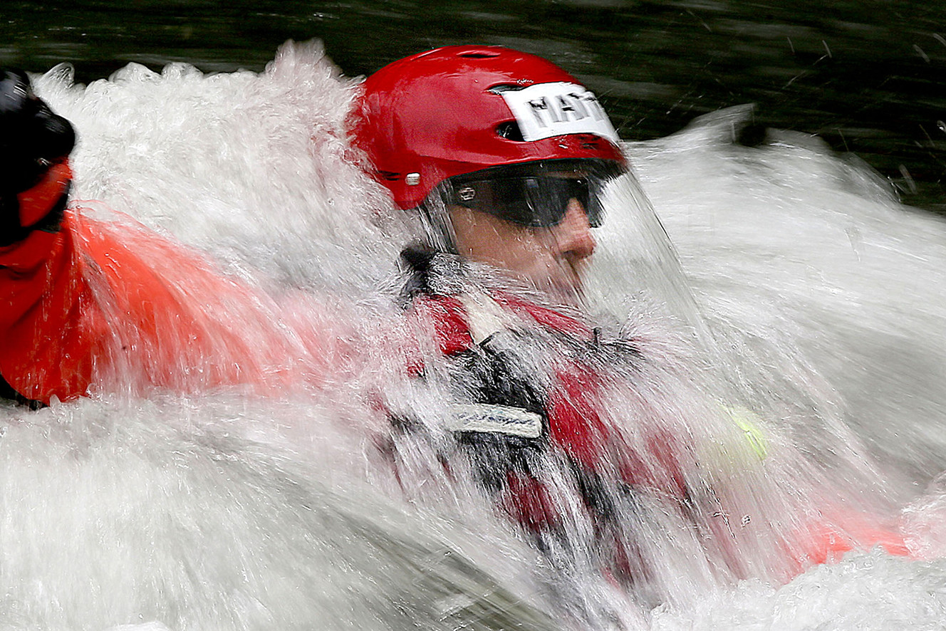 Unified Fire Authority's Matt Hambleton is carried downstream after releasing his rescue belt during swift-water rescue training in the Provo River on Thursday, May 10, 2018. (Photo: Laura Seitz, KSL)