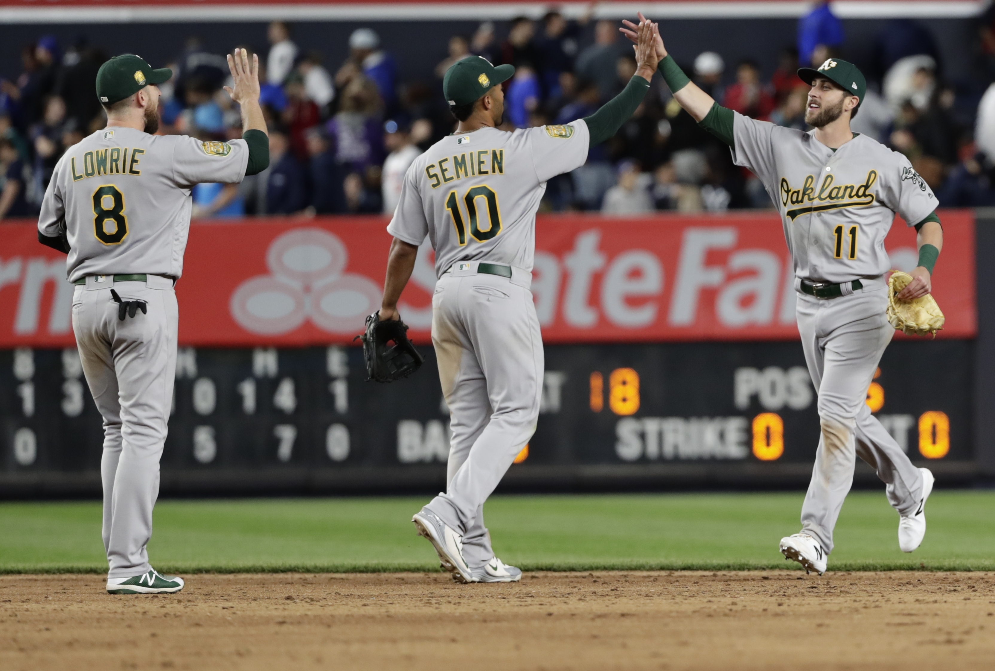 A's hit 4 HRs, rough up Gray, Yankees 10-5, end 3-game skid