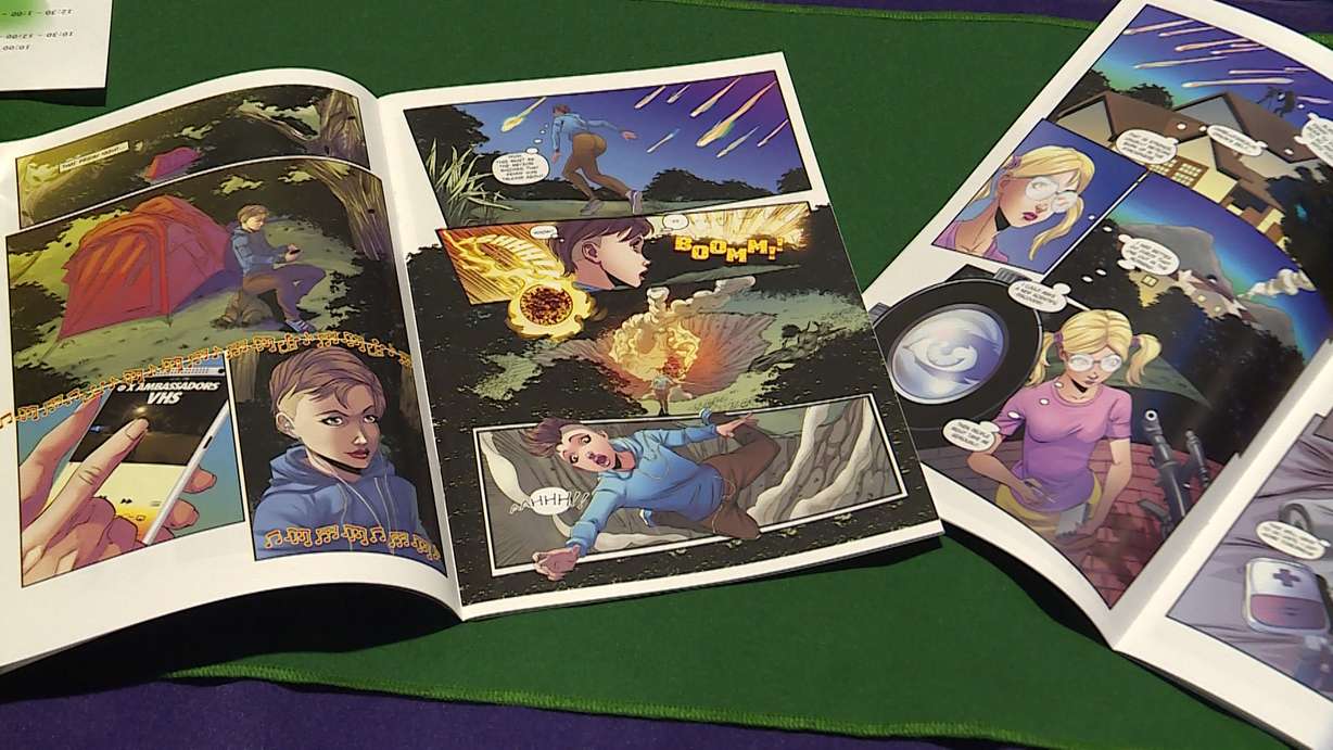 12-year-old Shelbi Webb created the comic book Sugar Glider, which is centered around a superhero with a heightened sense of empathy who helps those who are bullied. (Photo: Mike DeBernardo, KSL TV)