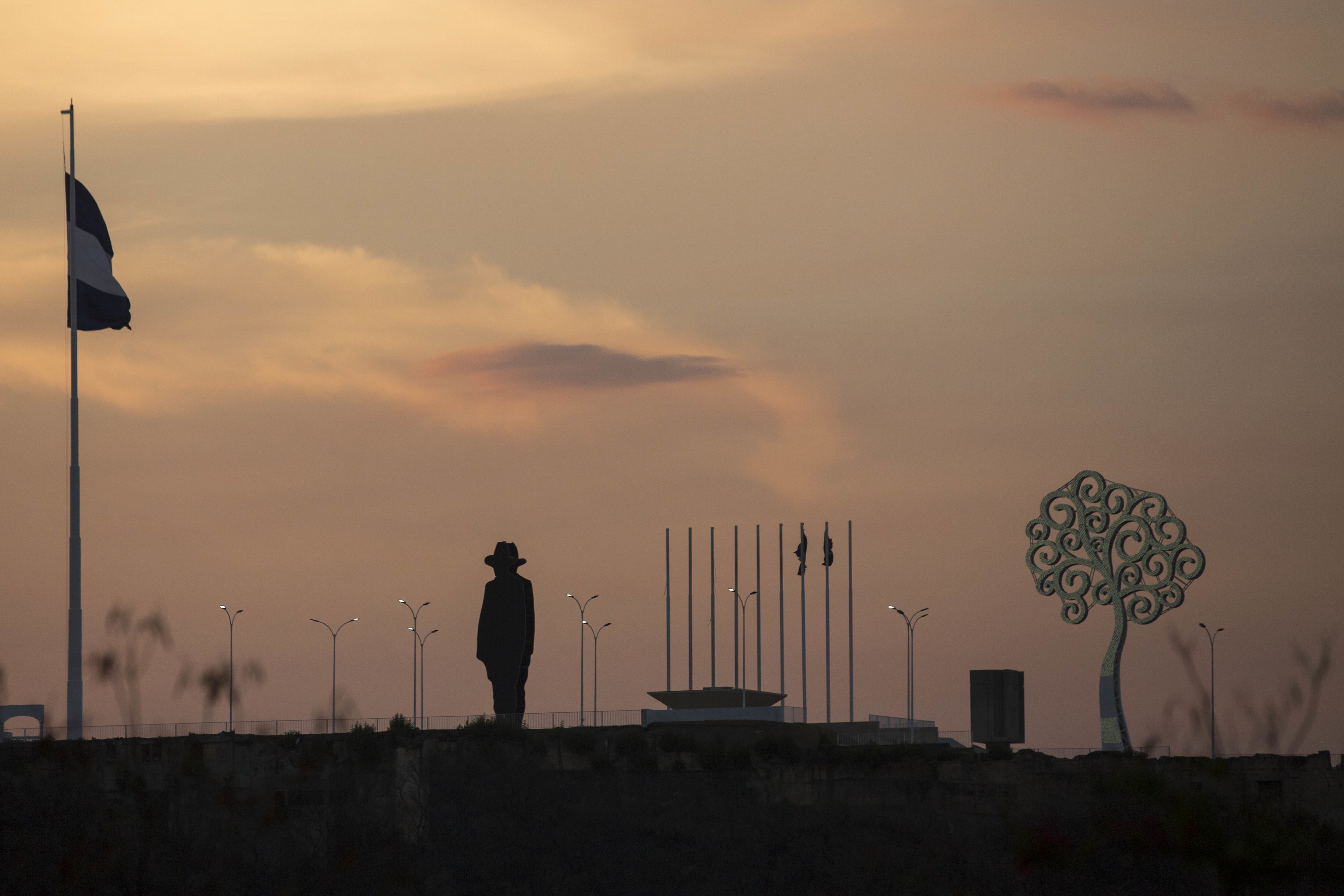AP PHOTOS: Nicaragua protesters target 1st lady's costly art