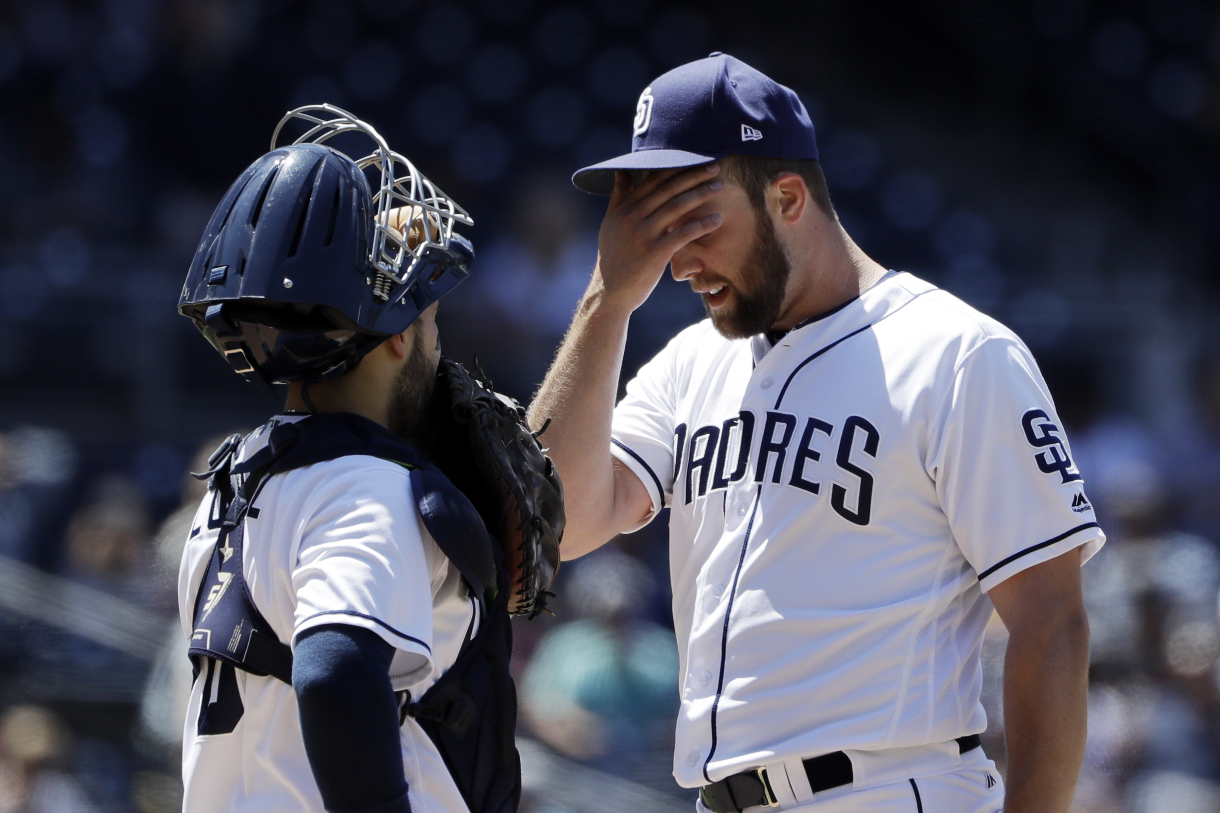 Lyles comes within 5 outs of Padres' first no-hitter