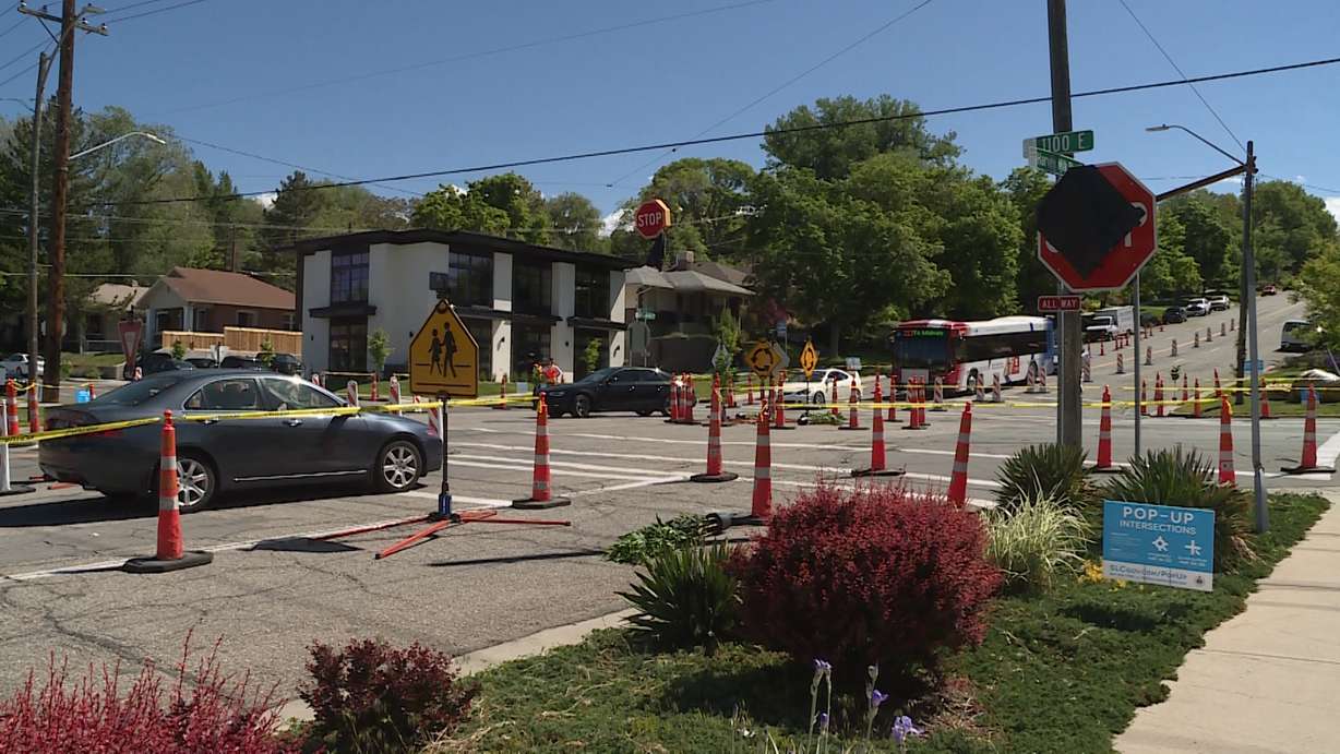 A car enters a "pop-up" intersection at 900 South and 1100 East on Wednesday, May 16, 2018. (Photo: KSL TV)