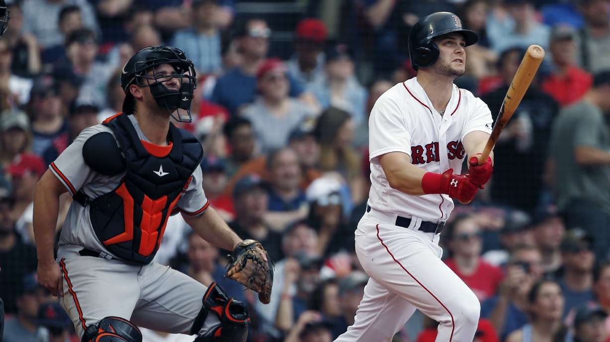 Martinez's 2 vastly different HRs lead Red Sox past O's 5-0