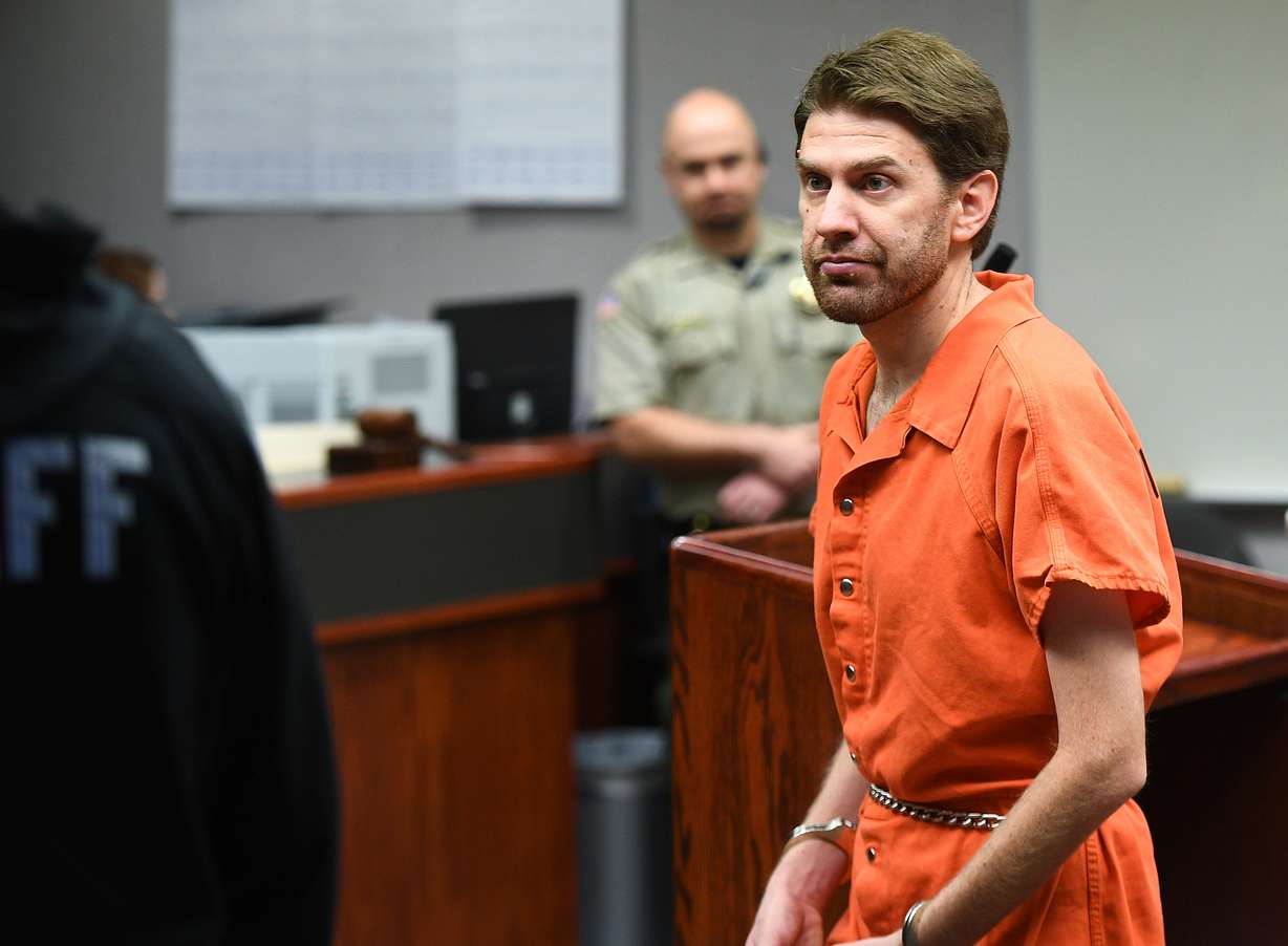 FILE - In this Feb. 20, 2018, file photo, shows Samuel Shaffer during a court hearing in Cedar City, Utah. Shaffer, a self-styled Utah prophet accused of secretly marrying young girls because of his beliefs in polygamy and doomsday will serve at least 26 years in prison after pleading guilty to child rape and abuse charges. (James Dobson/The Spectrum via AP, Pool)