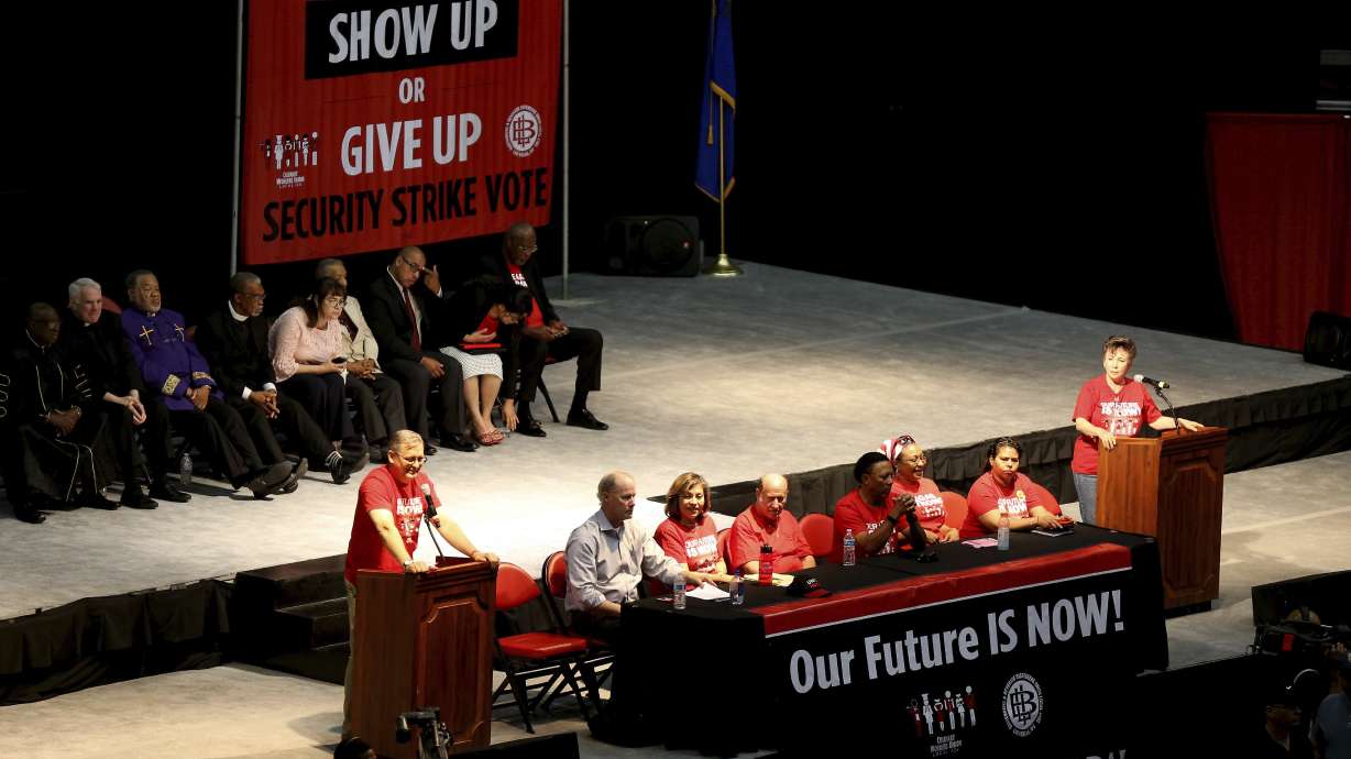 The Latest: Vegas casino workers OK strike for June or later