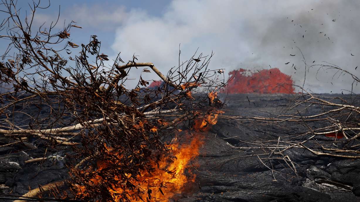 Hawaii volcano generates blue flames from burning methane