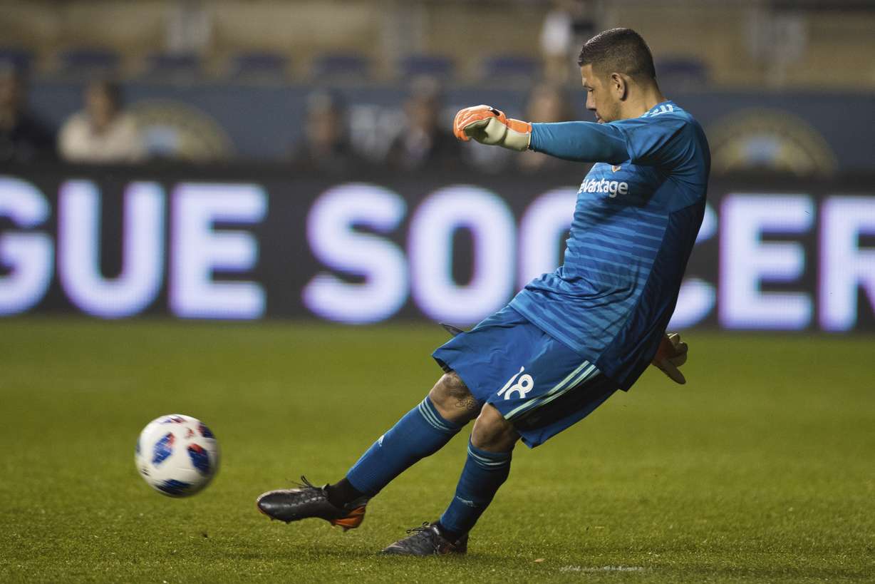 Real Salt Lake's Nick Rimando in action during the second half of an MLS soccer match against the Philadelphia Union, Saturday, May 19, 2018, in Chester, Pa. The Union won 4-1. (Photo: Chris Szagola, AP Photo)