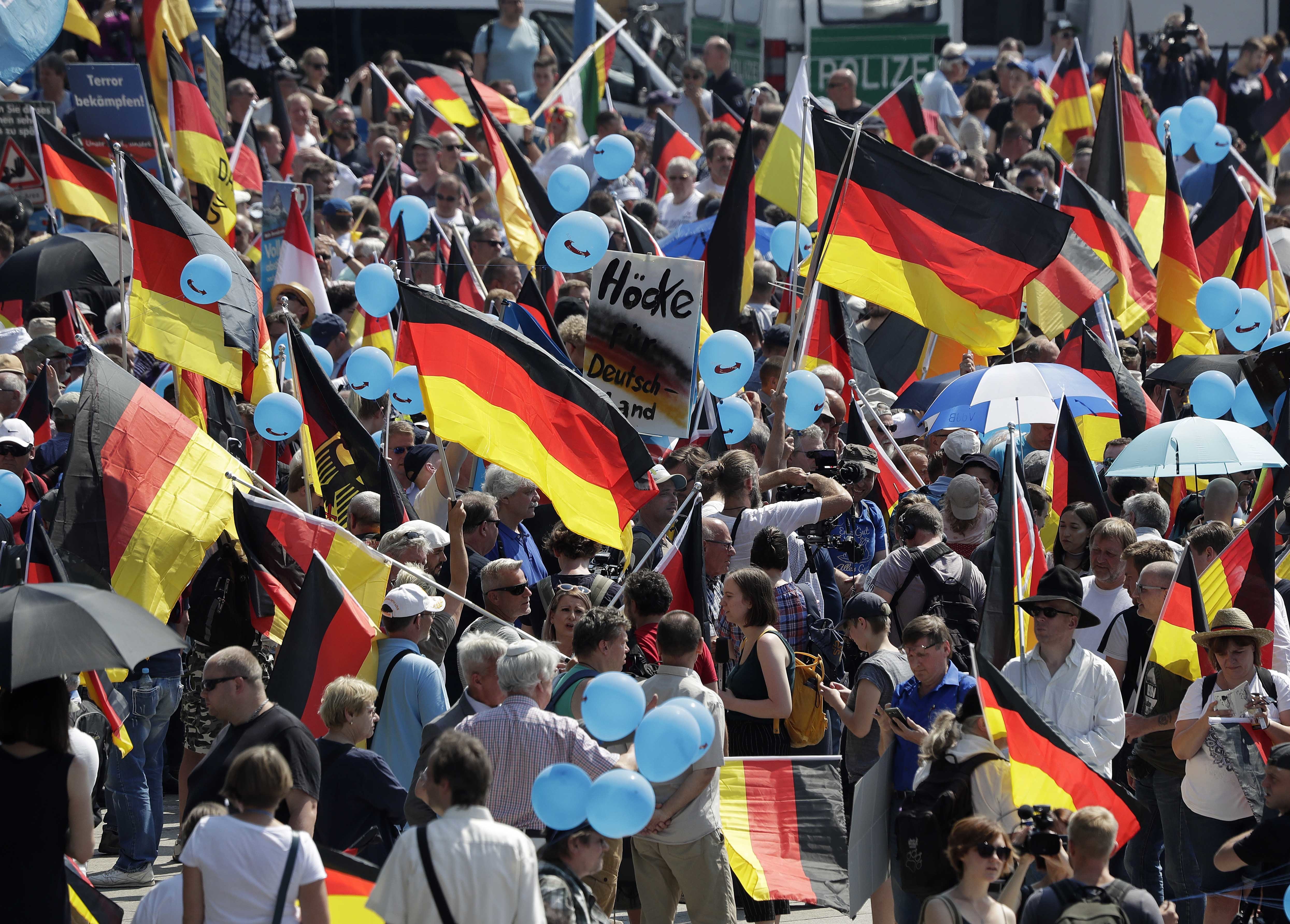 German nationalists march in Berlin, face counter-protests