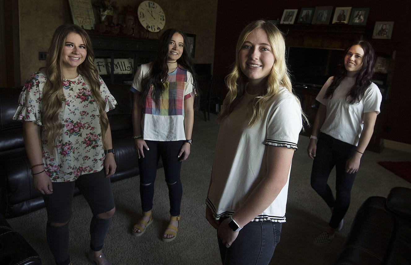 McKenna, left, Mikayla, Jordyn and Jade Godwin are pictured at their Highland home on Tuesday, May 29, 2018. The quadruplets will graduate from American Fork High School on Thursday. (Photo: Laura Seitz, KSL)