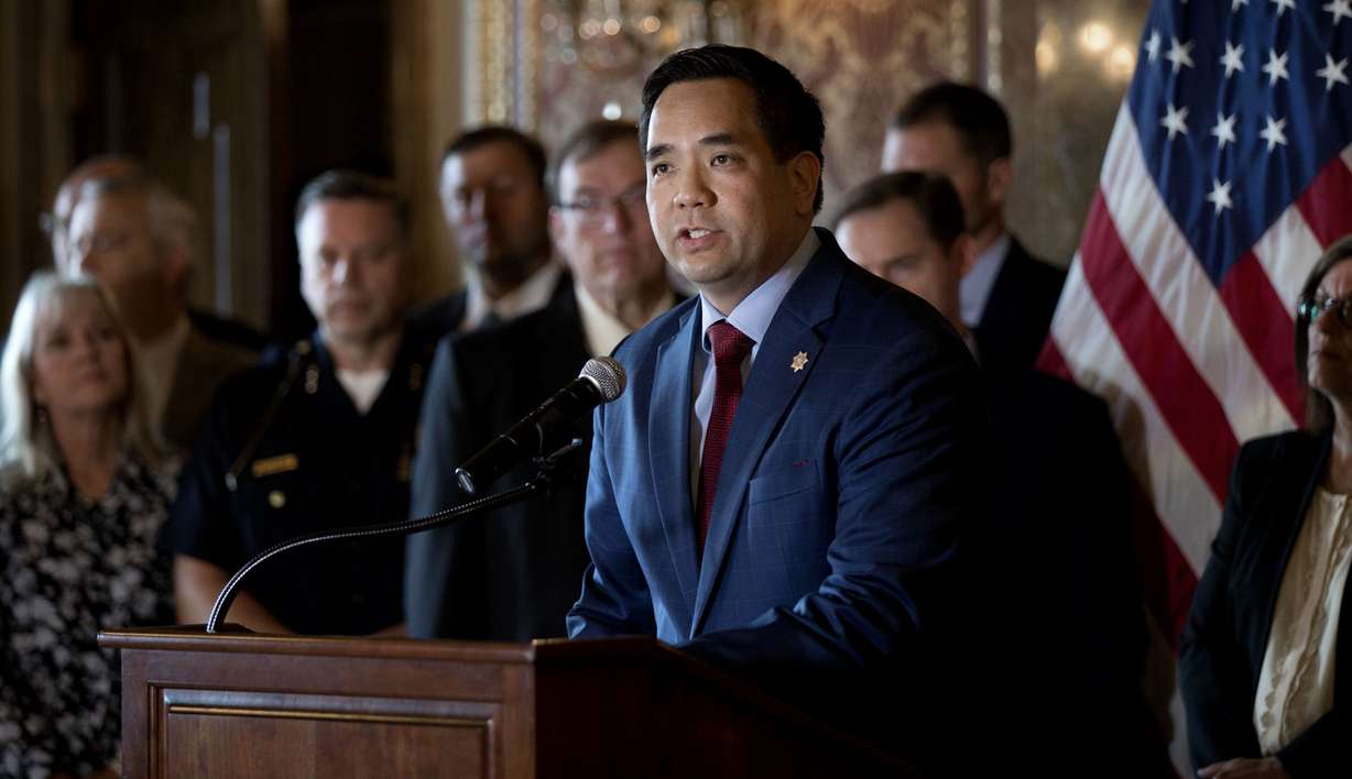 Utah Attorney General Sean Reyes announces the state is filing a lawsuit against Purdue Pharma over the opioid crisis during a press confernece at the Capitol in Salt Lake City on Thursday, May 31, 2018. (Photo: Laura Seitz, KSL)
