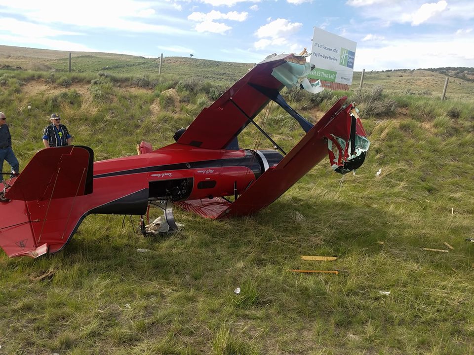 Plane crashes on I-80 in southwest Wyoming; no injuries