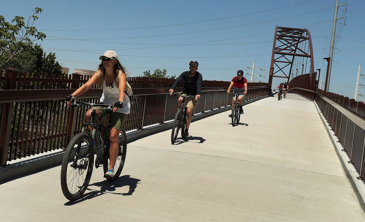 Cyclists ride along the Golden Spoke trail network in Salt Lake City on Saturday, June 2, 2018. The Golden Spoke network runs from Ogden to Provo and is the longest multi-use trail network west of the Mississippi. (Photo: Jeffrey D. Allred, KSL)