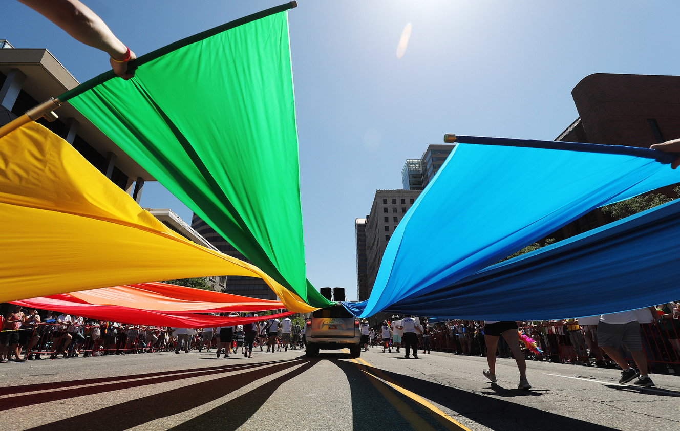 Banners wave during the Utah Pride parade in Salt Lake City on Sunday, June 3, 2018. (Photo: Jeffrey D. Allred, KSL)