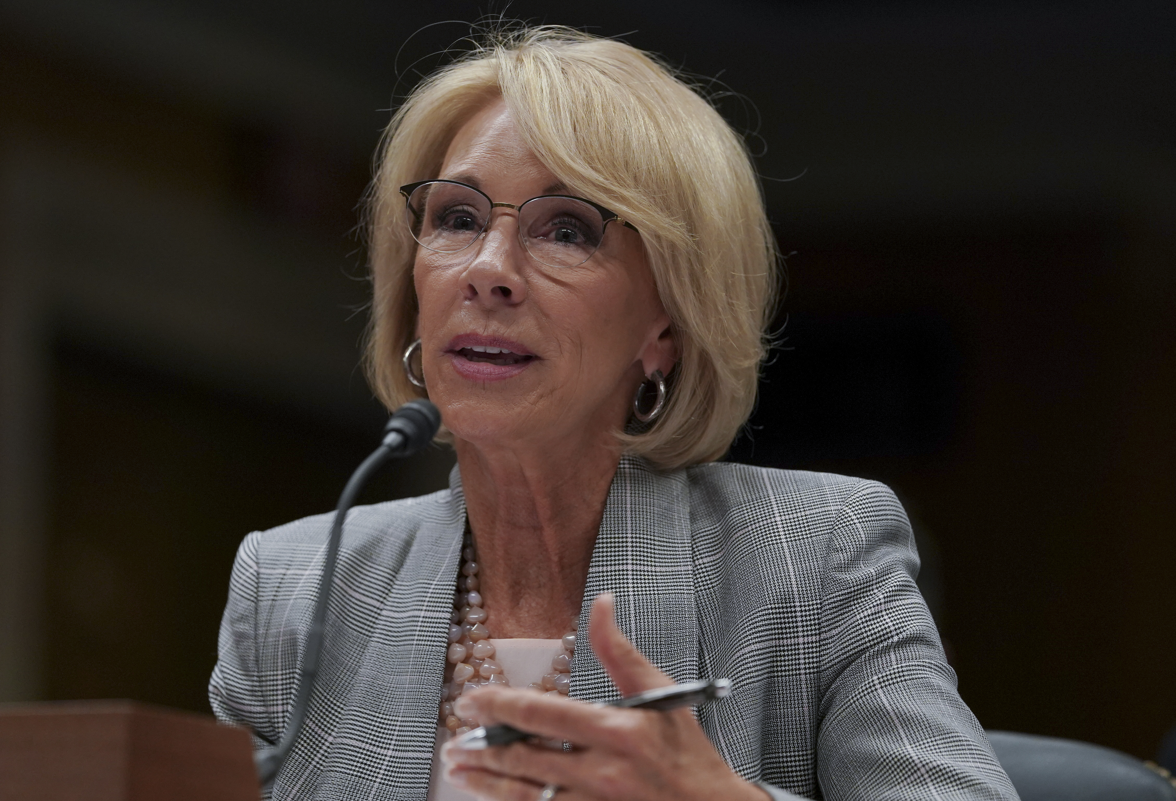 School safety panel will not look at guns, DeVos says