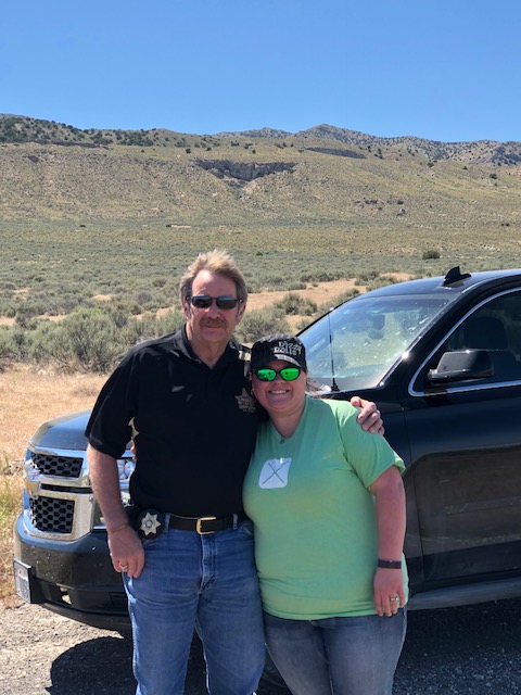 Box Elder County Sheriff's Chief Deputy Dale Ward and Abigail Adams shortly after Adams and her husband were found by search and rescue crews. (Photo: Abigail Adams)